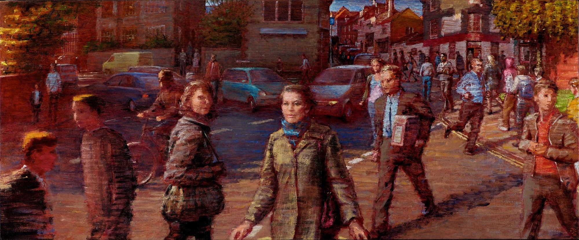 JB09 Station St 3.30	Station Street 3.30 pm, 2009, oil on canvas, 16 x 40