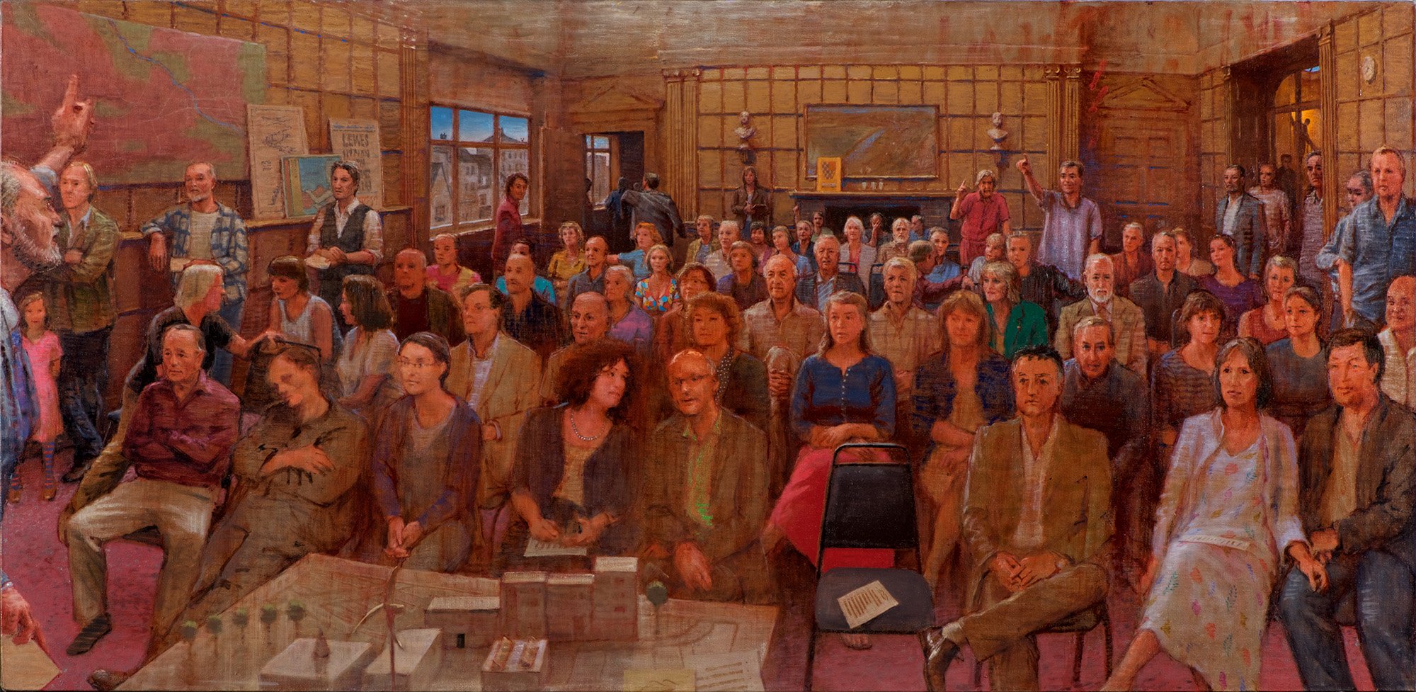 Lewes Listens, 2008, oil 0n canvas, 40 x 84