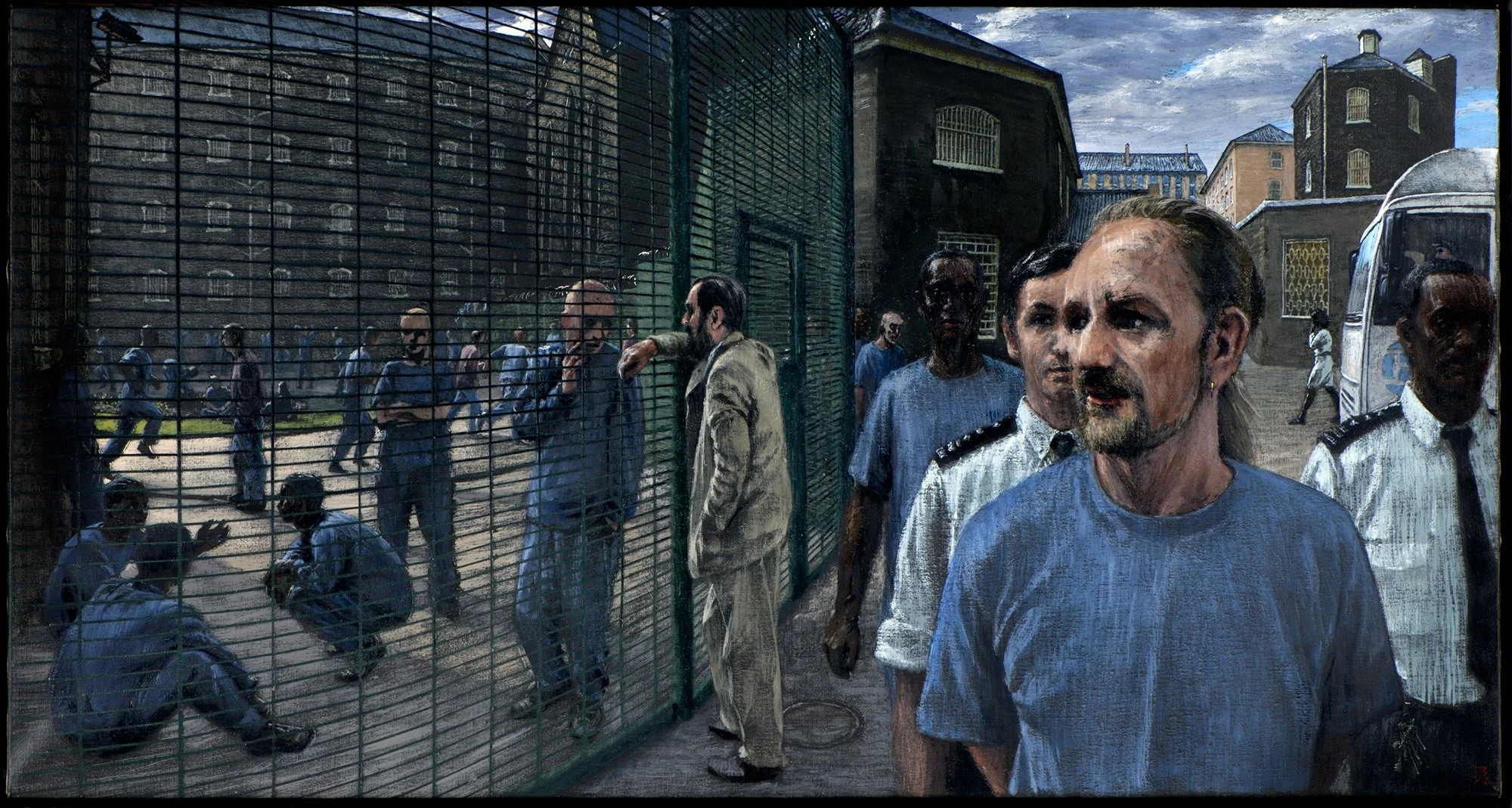 JB01 HMP Brixton	HMP Brixton, 2001, oil on canvas, 22 x 40