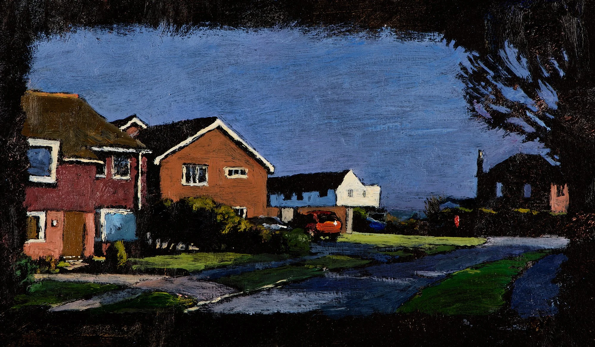 Springett Ave., Ringmer, 2010, oil on panel, 6 x 10
