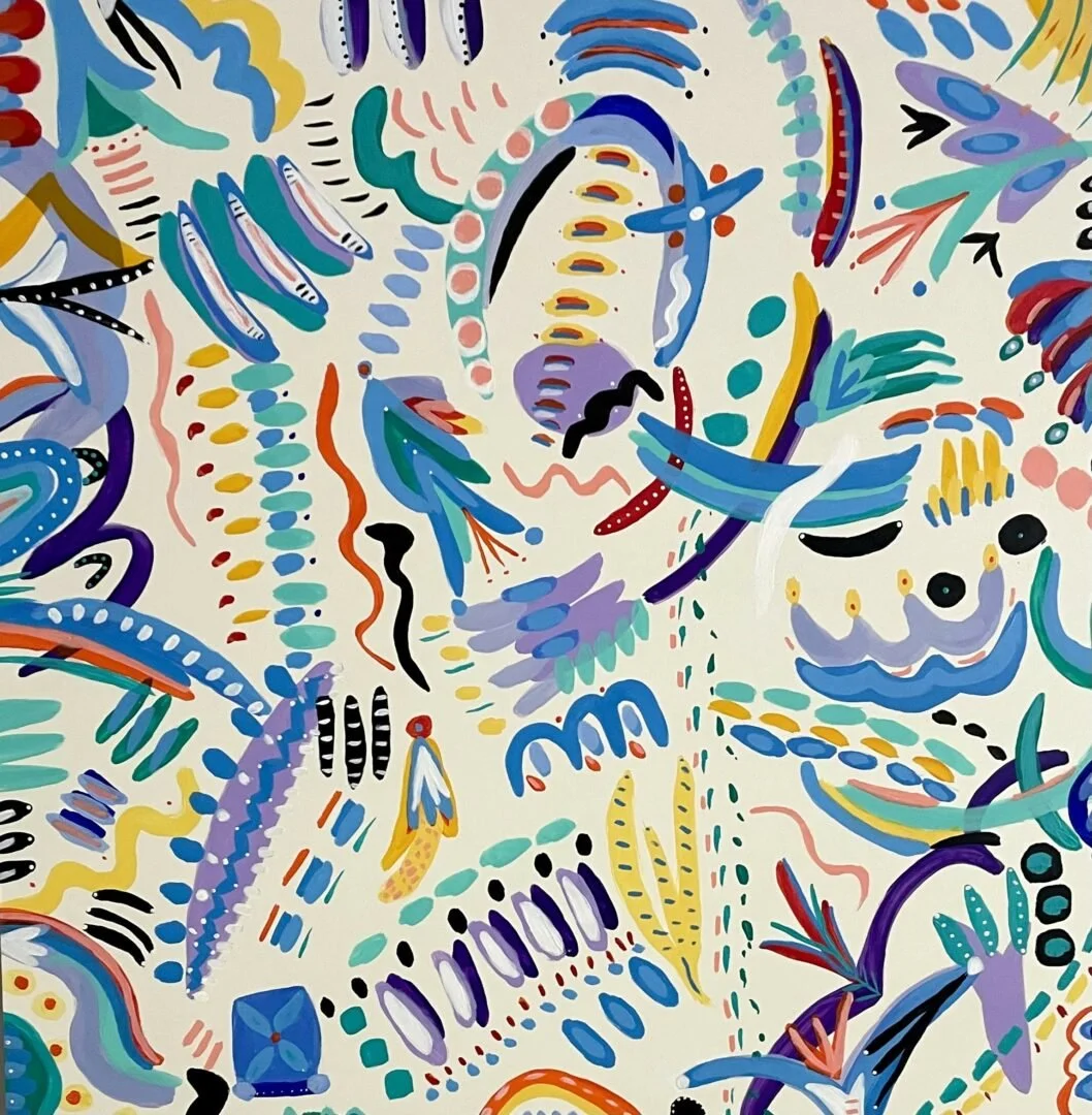 A colorful abstract painting by Mary Brooks