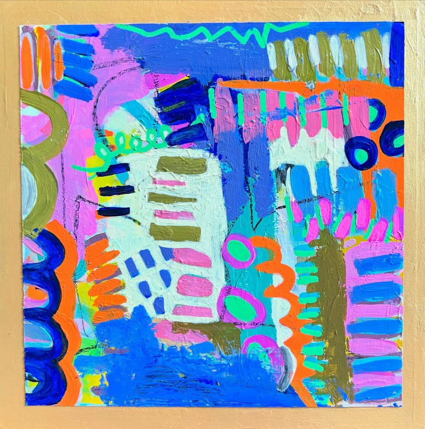 Sometimes just playing and moving paint around yields interesting results. Still working on a title for this 8 x 8 on paper, mounted on cradled wood. Lots of new art headed to Art Westport Sept 5! #artwestport #artistatplay #color #yupopaper #yupopap