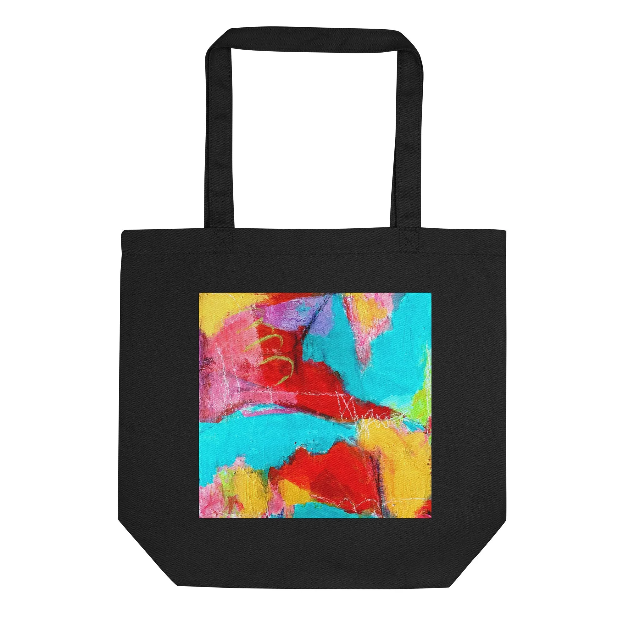 black tote bag with Abstact #2 featured as art