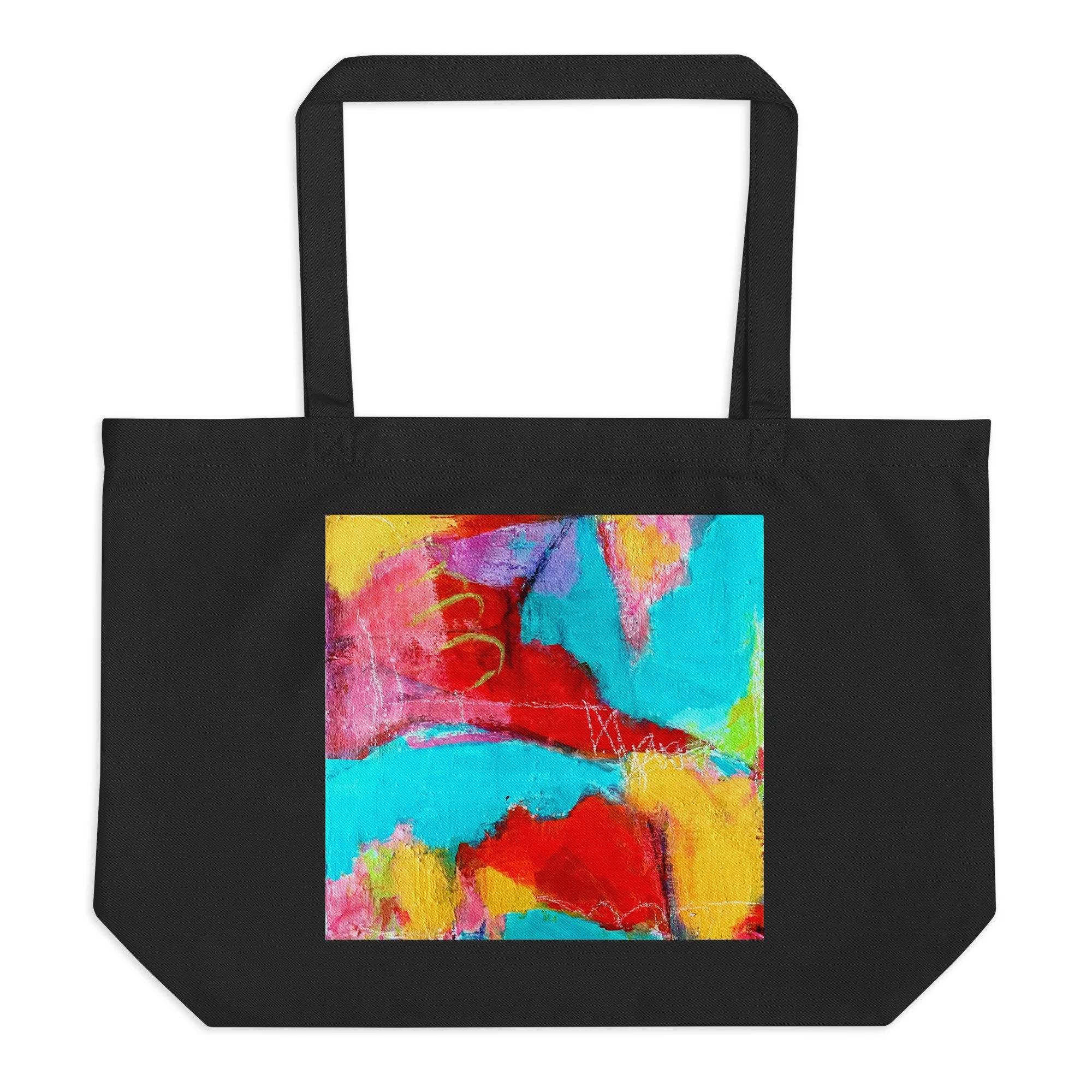 black tote bag with Abstact #2 featured as art