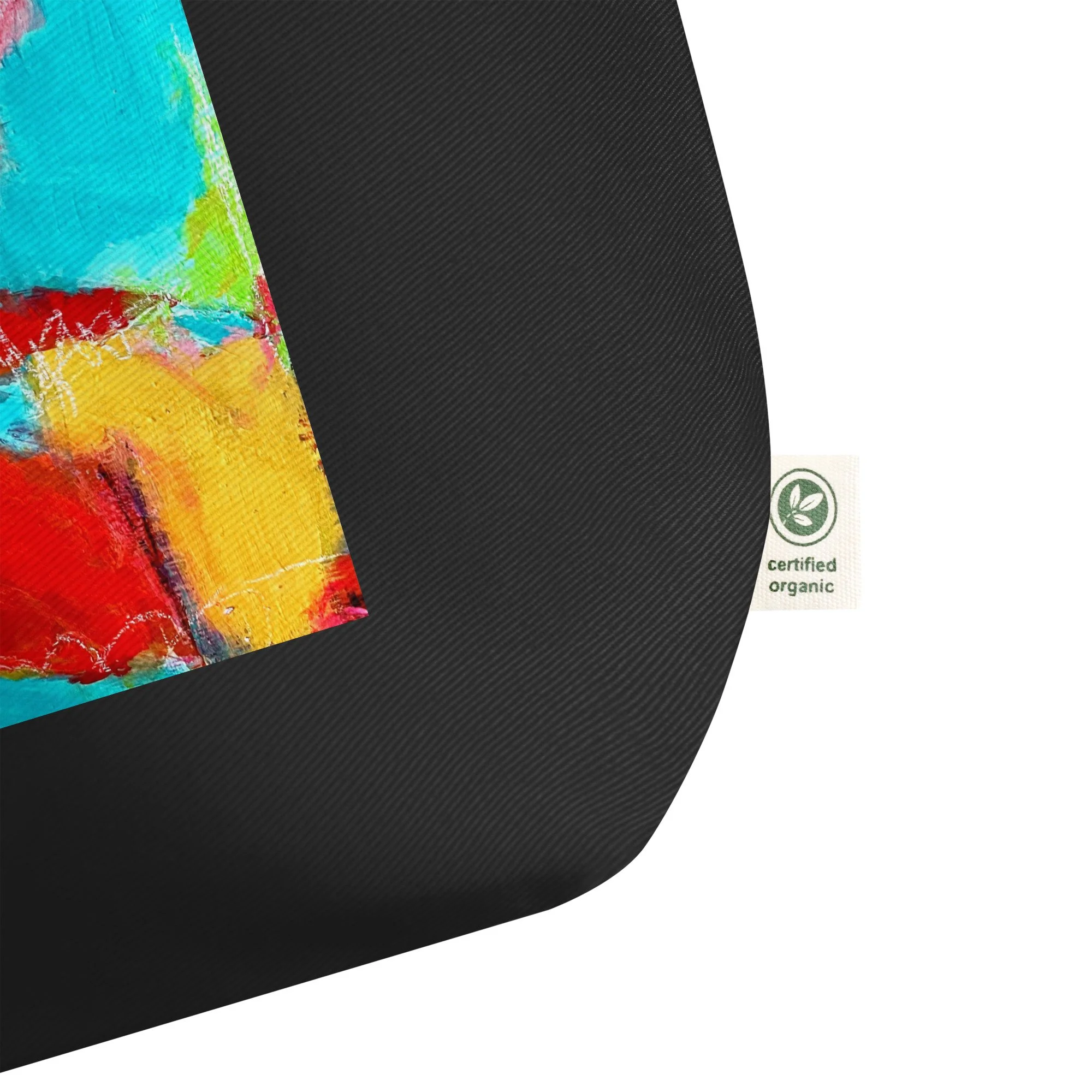 a black tote bag corner detail