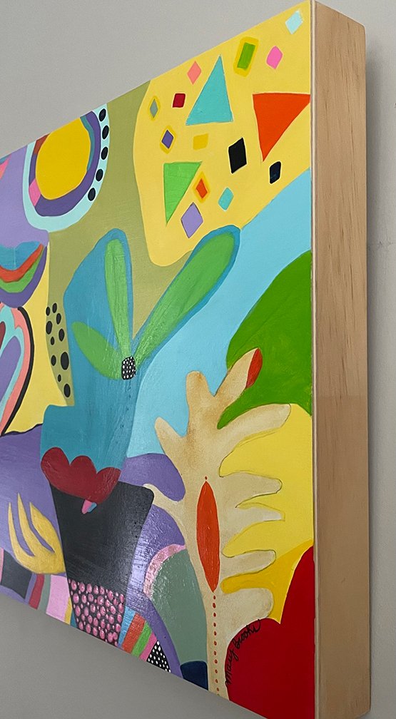 Corner detail of an Original painting by Mary Brooks "Child's Play"