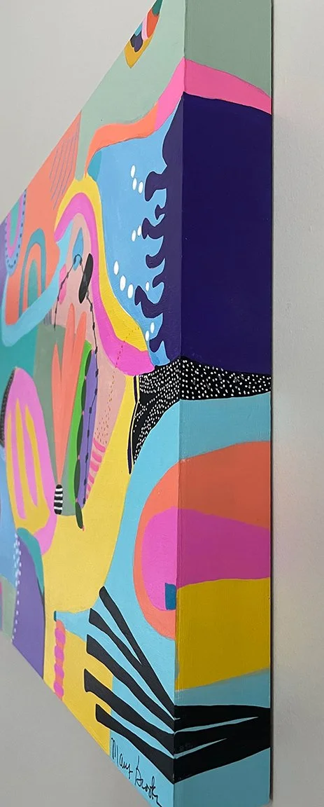 corner detail of Mary Brook's original painting "Feelin' Good Again"
