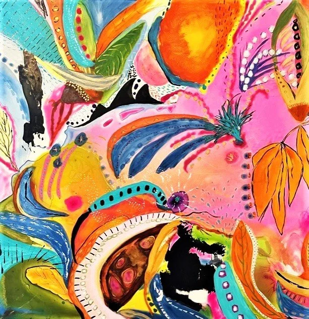 One of Mary's colorful paintings
