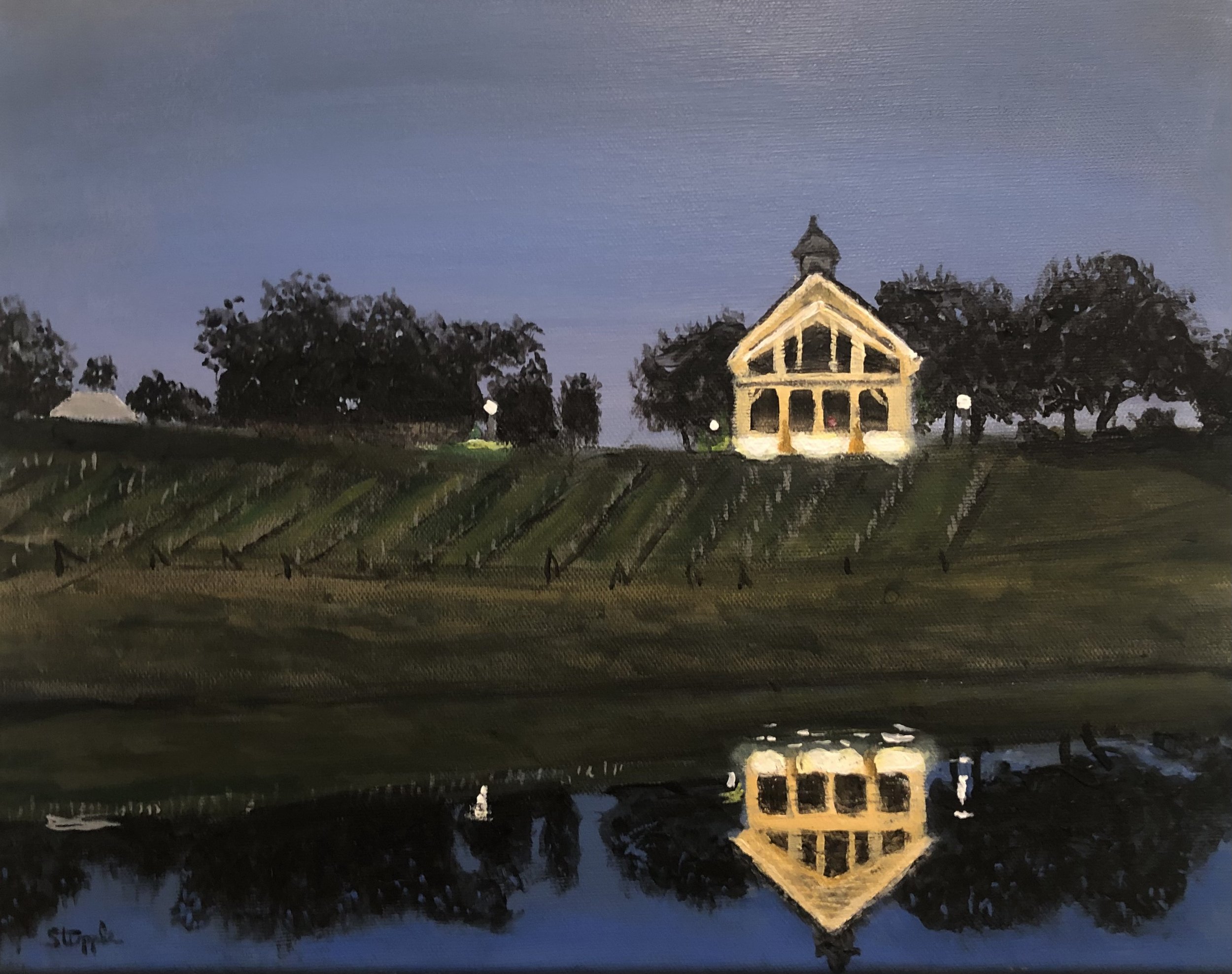 The Chapel at Twilight, 11 x 14 Acrylic