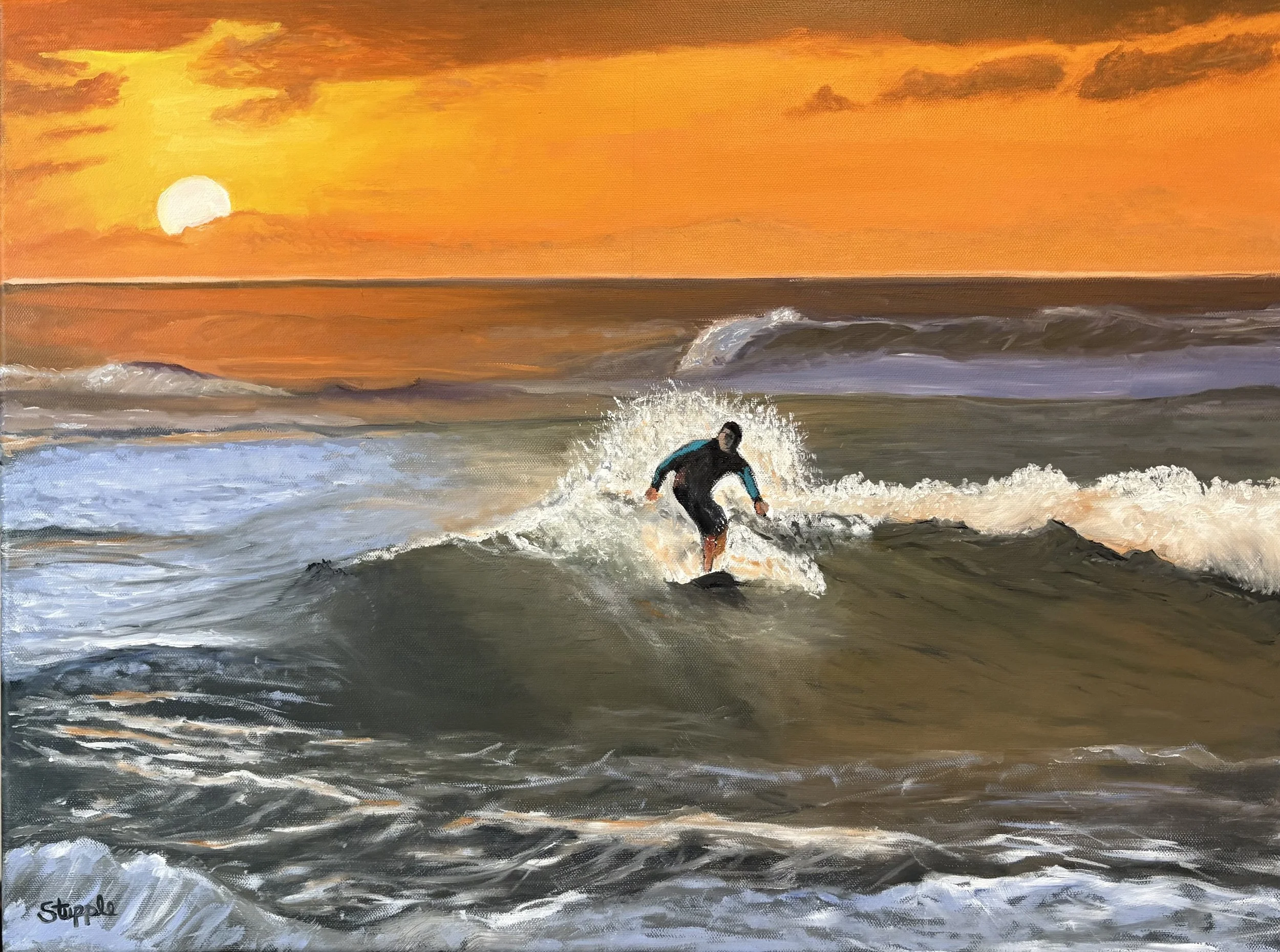 Sunset Surfer, Oil 18 x 24