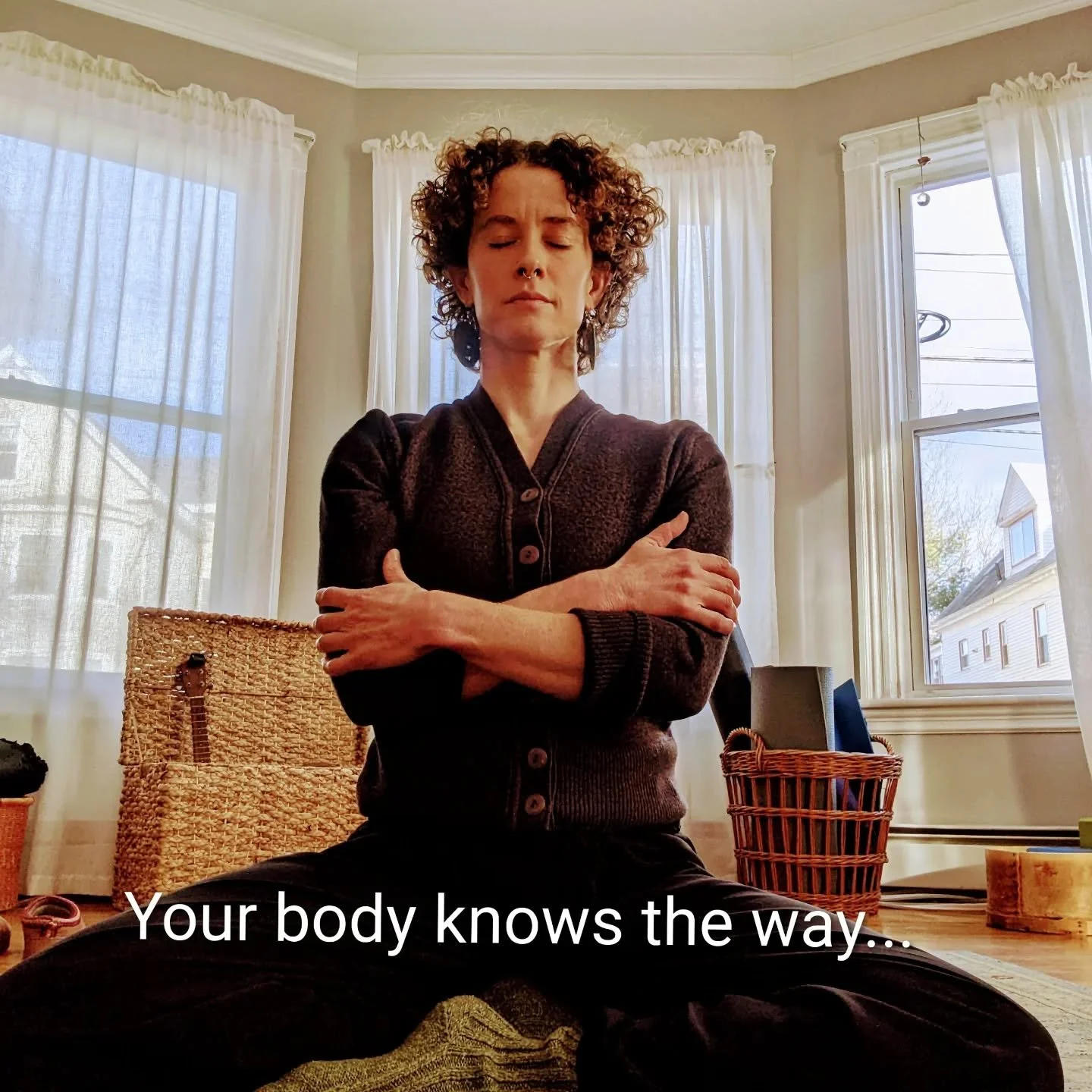 Place one hand somewhere on your body that feels neutral &mdash; your chest, your belly, your upper arm.
Let it rest. 

Don&rsquo;t try to breathe a certain way. Don&rsquo;t force anything. 

Just&hellip; be with yourself.

This small moment of conta