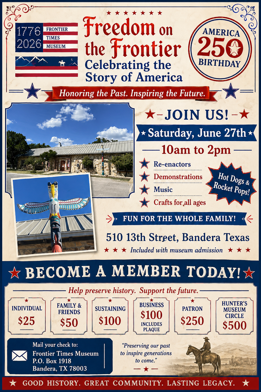 Two Days of 250th Birthday America Celebrations: Freedom on the Frontier