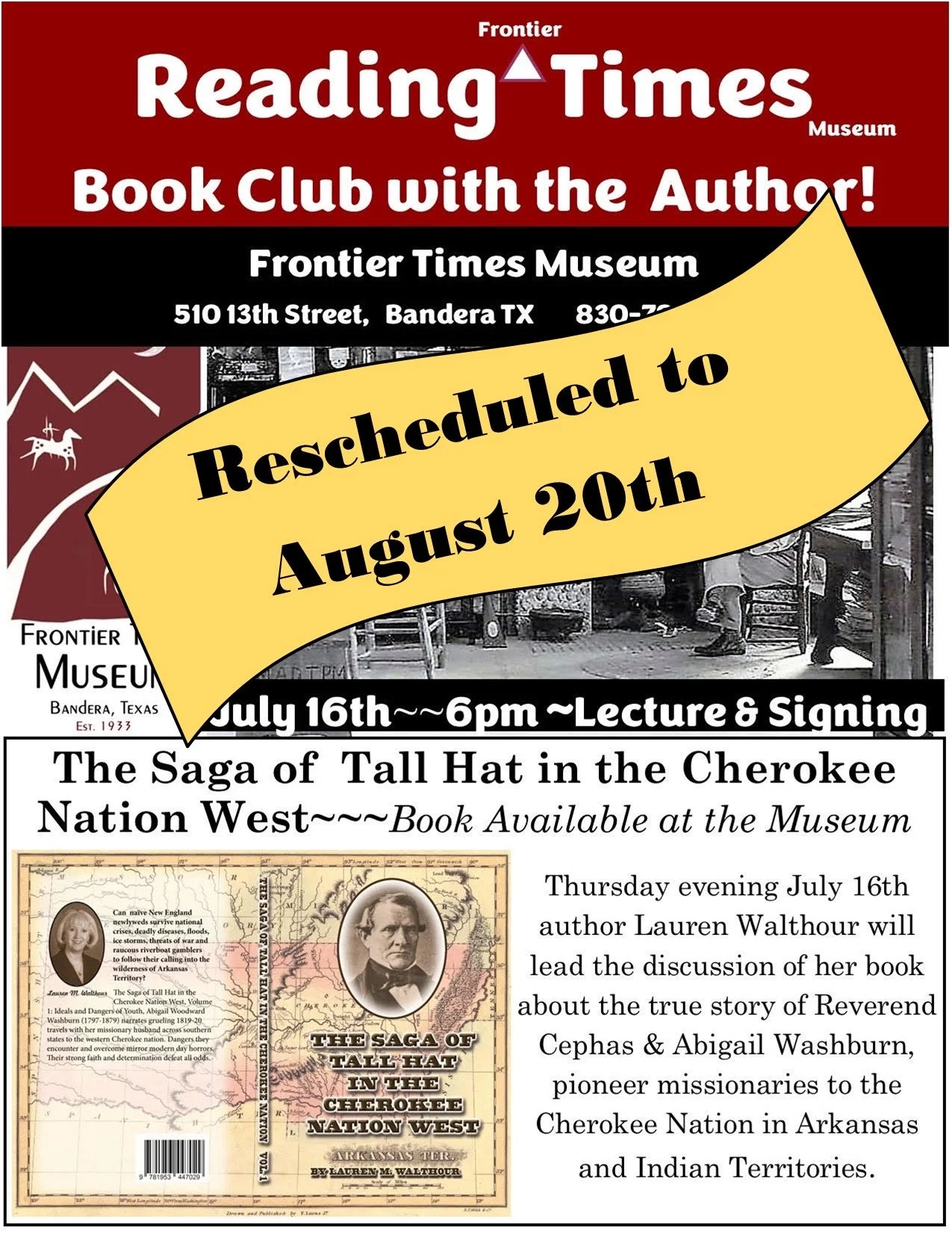 Book Club RESCHEDULED for August 