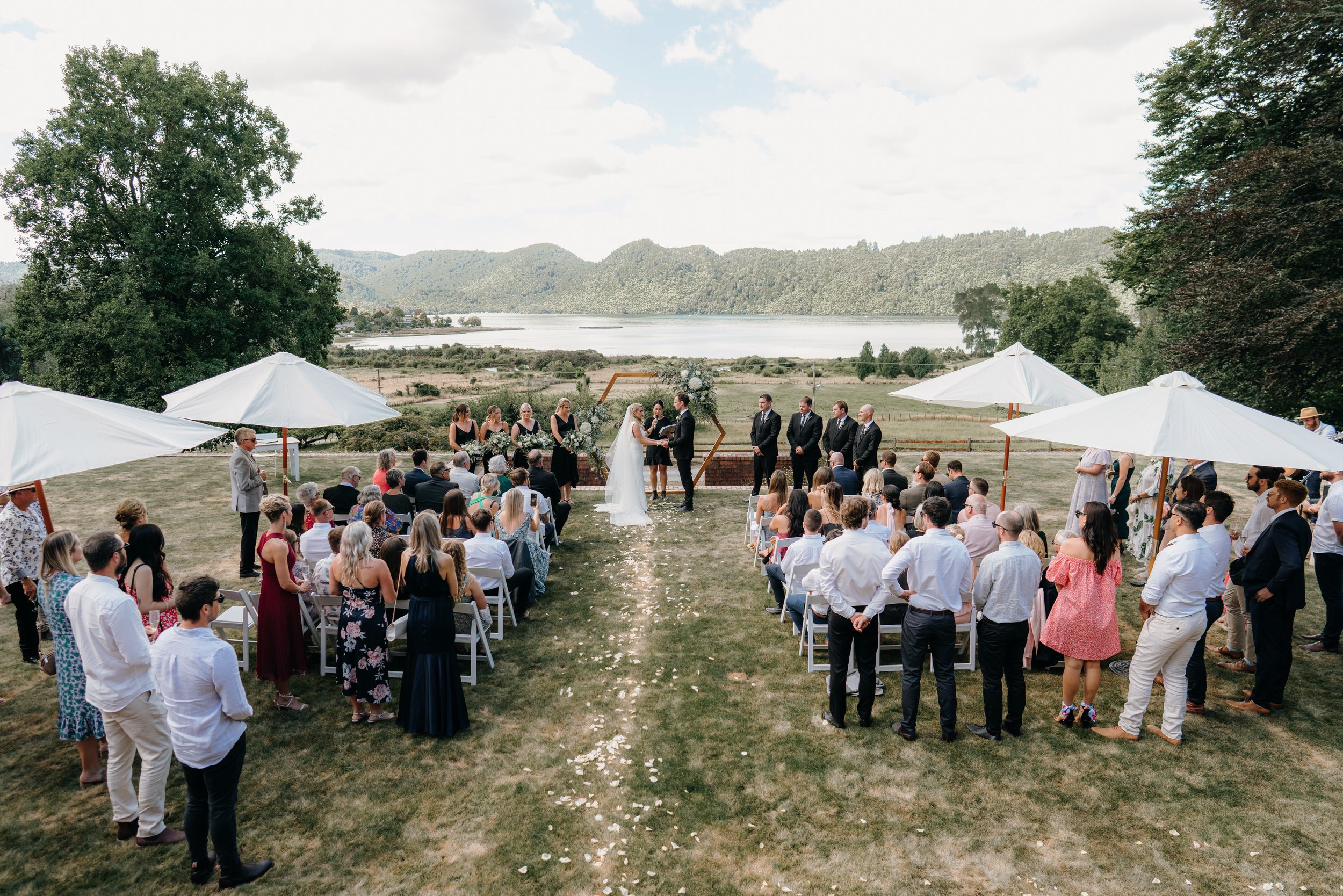  Ceremony at Longfords Estate overlooking Lake Okareka Wedding 