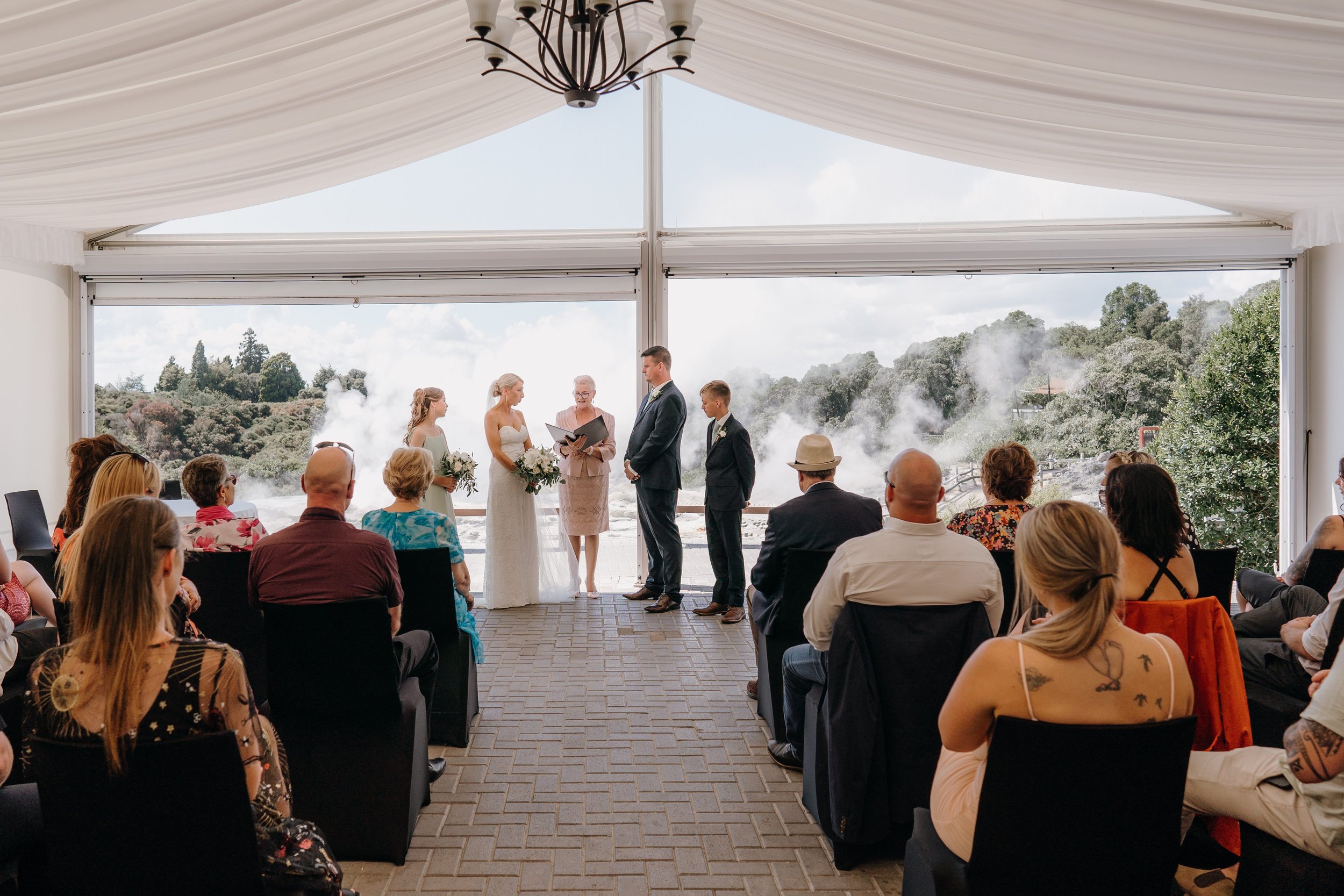  Wedding Ceremony at Te Puia overlooking the Pohutu Geyser in Rotorua 