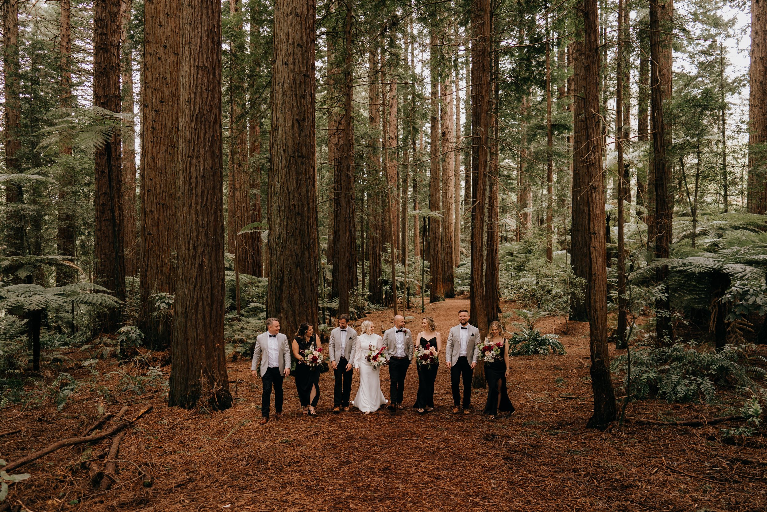  Bridal Party at The Redwoods Rotorua Wedding 