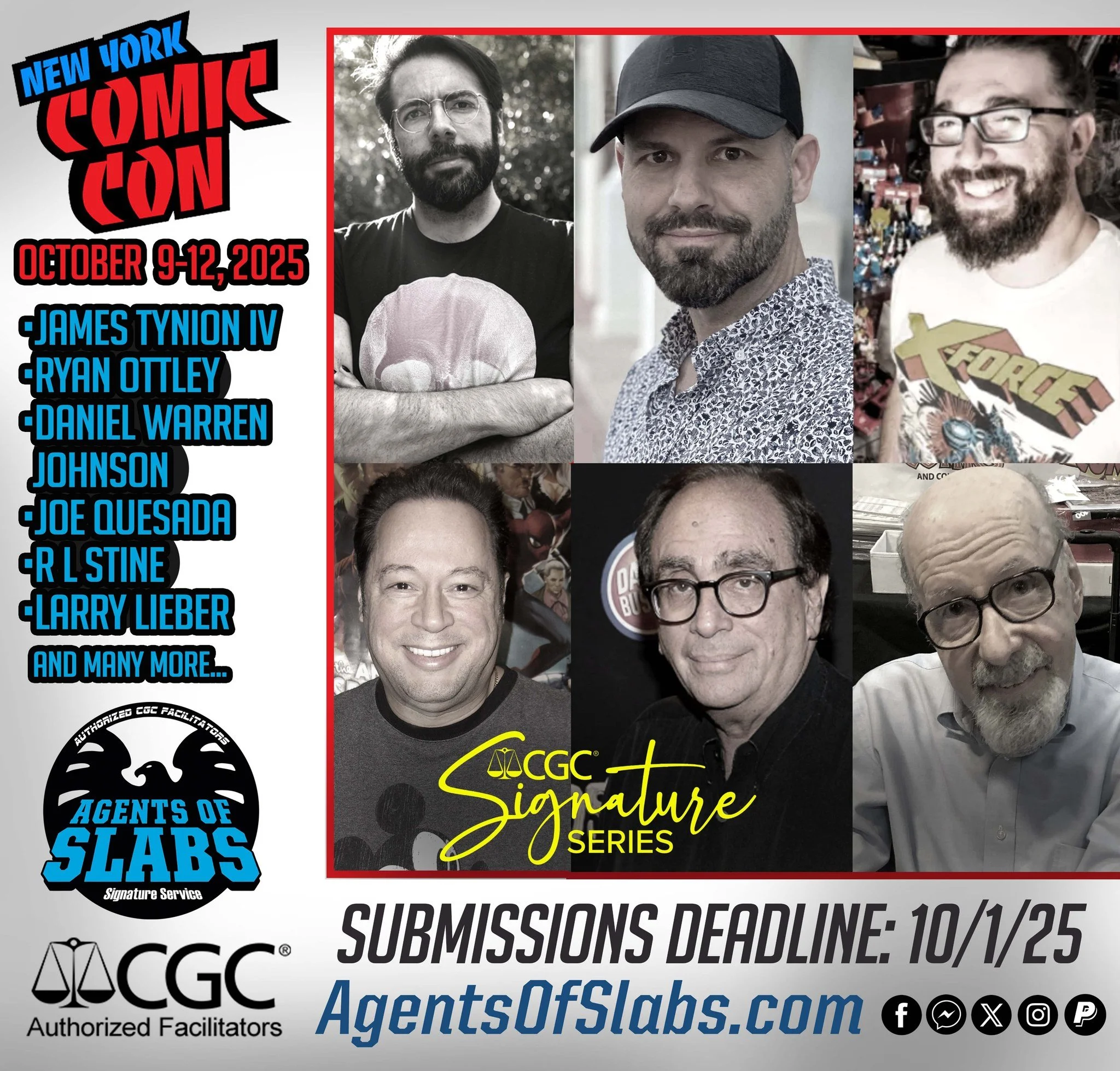 The Agents of Slabs returns to the Big Apple! We are actively taking submissions for New York Comic Con! The guest list is crazy good and getting bigger all the time. Do not wait to get your submissions in for this huge show. Main-in submission deadl