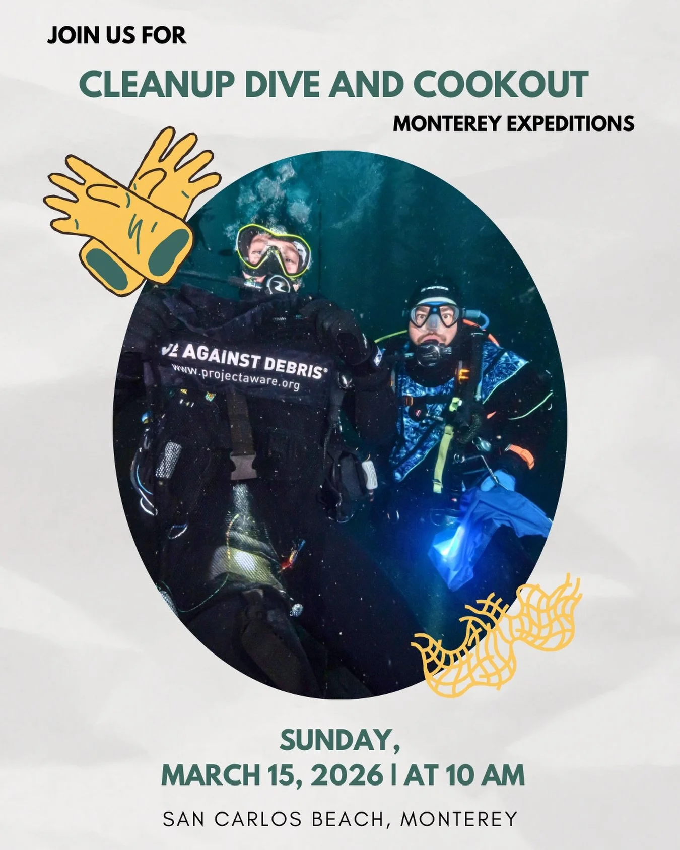Calling all eco-conscious divers! Grab your gear&mdash;and a buddy if you have one&mdash;because we&rsquo;re hosting a dive against debris on Sunday, March 15 at 10am! 

👨&zwj;🍳 Stick around after the dive for a casual cookout at the picnic tables.