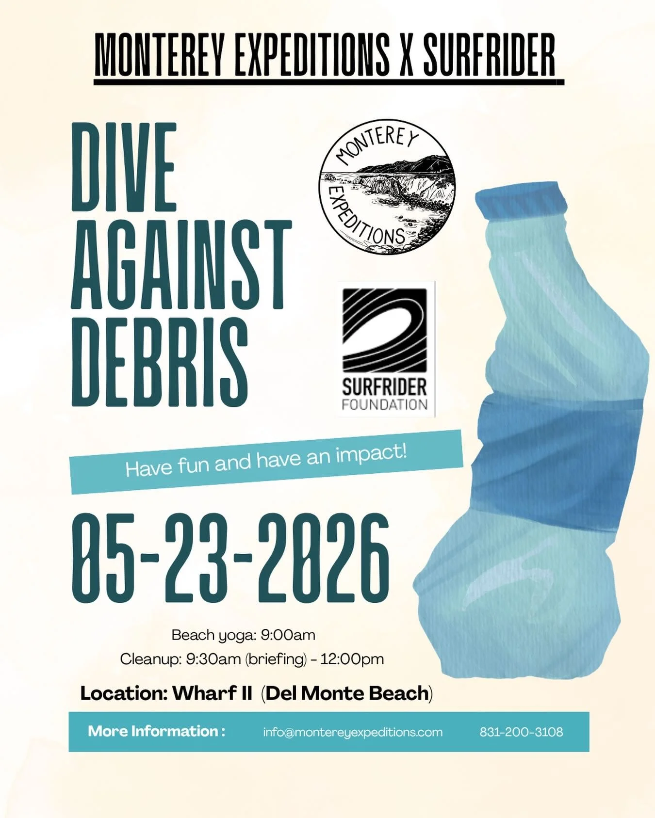 Join us this Memorial Day weekend for a much needed cleanup dive 🧹

We&rsquo;re partnering with @surfrider_monterey to do a cleanup above AND below the waves. 

Heres what to bring:
- cutting device
- mesh bag for debris
- dive certification card (a