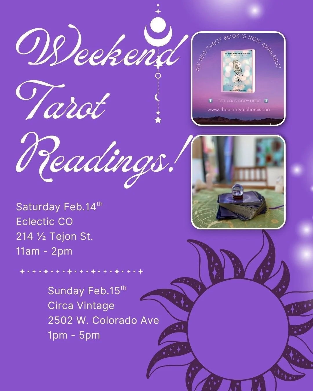 Come on out for some lovey dovey Valentines day readings! I'll have some mini 3 cards spreads just for the occasion. First come, first served :) #tarotcardreadersofinstagram #oraclecardreadersofinstagram #energyhealersofinstagram #weekendtarot #yougo