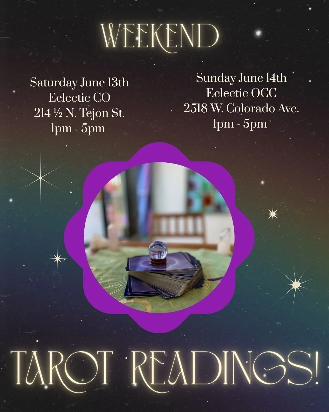 Come hang out this weekend and let me shed some light on what your guides have been trying to tell you for forever! #tarotcardreadersofinstagram
#oraclecardreadersofinstagram 
#yourpathmadeclear
#spiritualgrowth
#divineguidance
#followyourlight
#trys