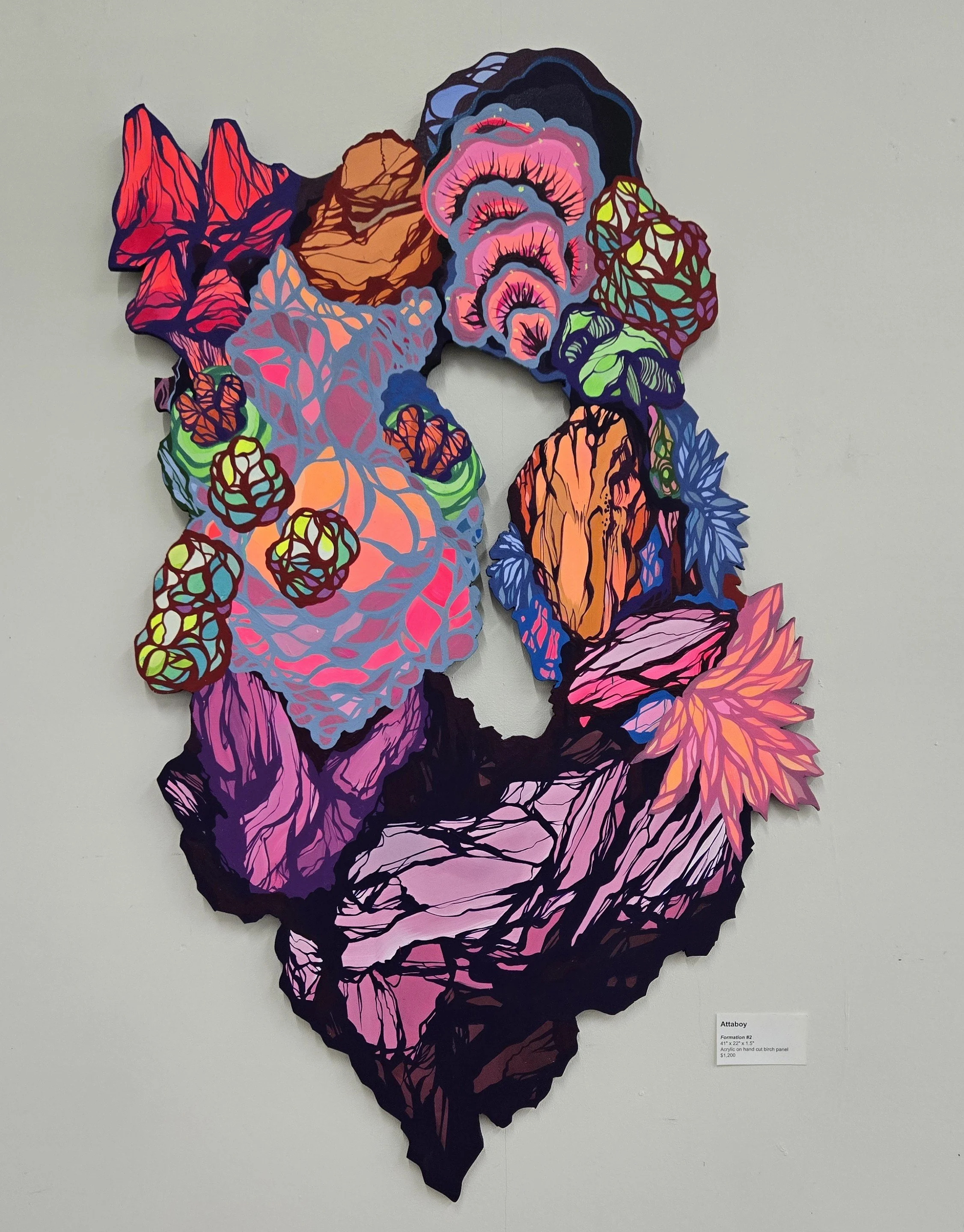 PAINTING - "Formation #2" original acrylic on sculpted wood by Daniel "Attaboy" Seifert