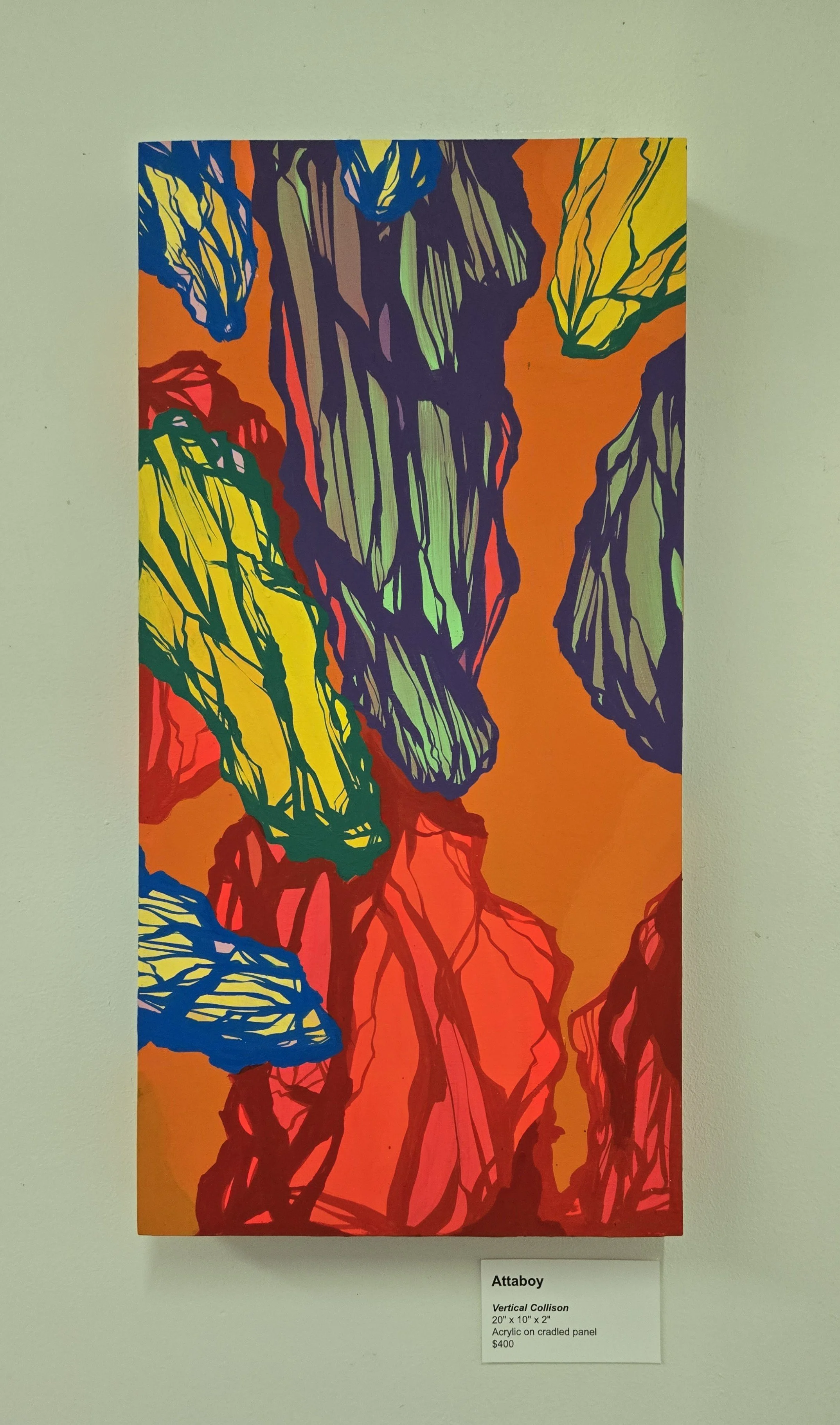 PAINTING - "Vertical Collision" original acrylic on panel by Daniel "Attaboy" Seifert
