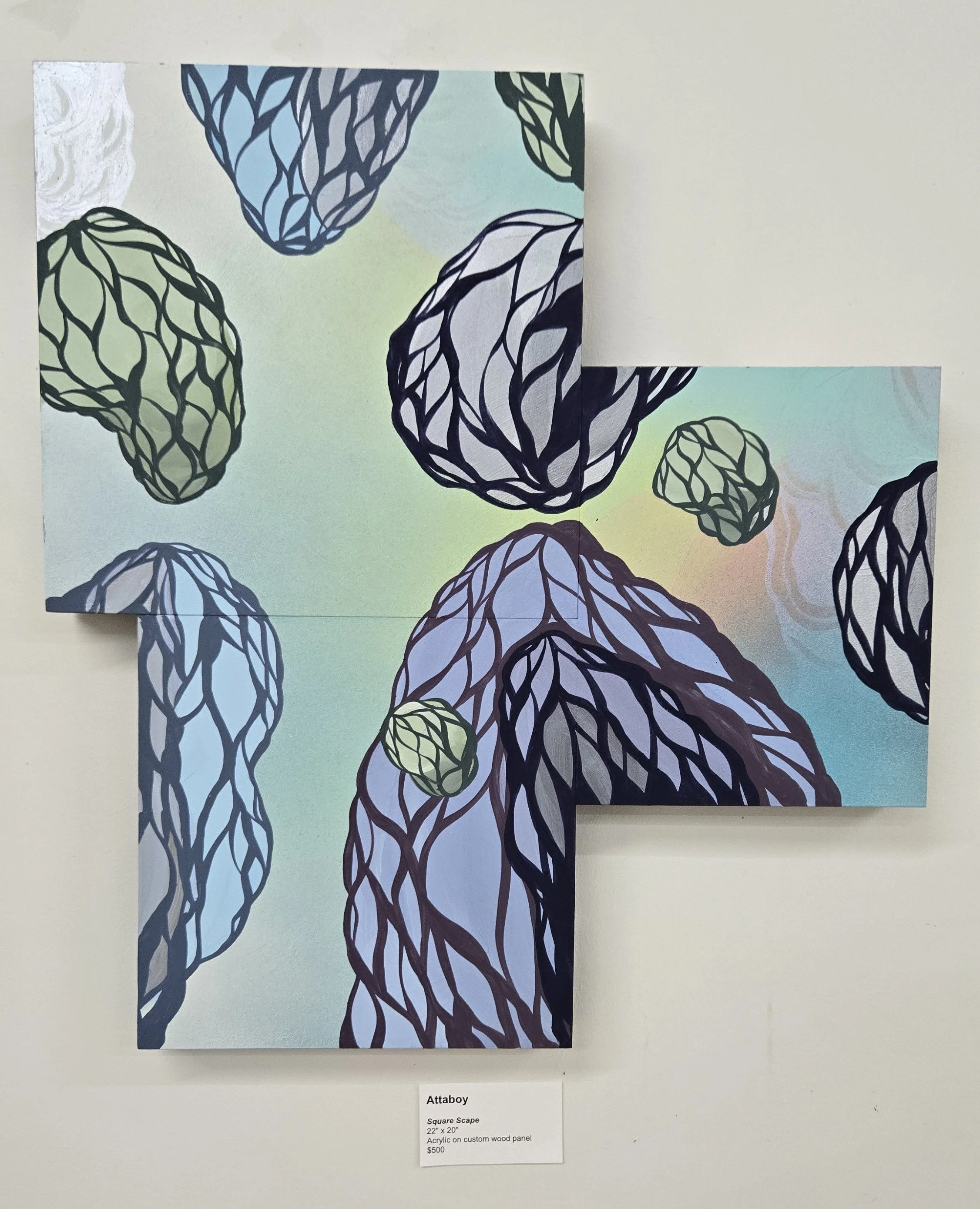 PAINTING - "Square Scape" original acrylic on custom wood panel by Daniel "Attaboy" Seifert