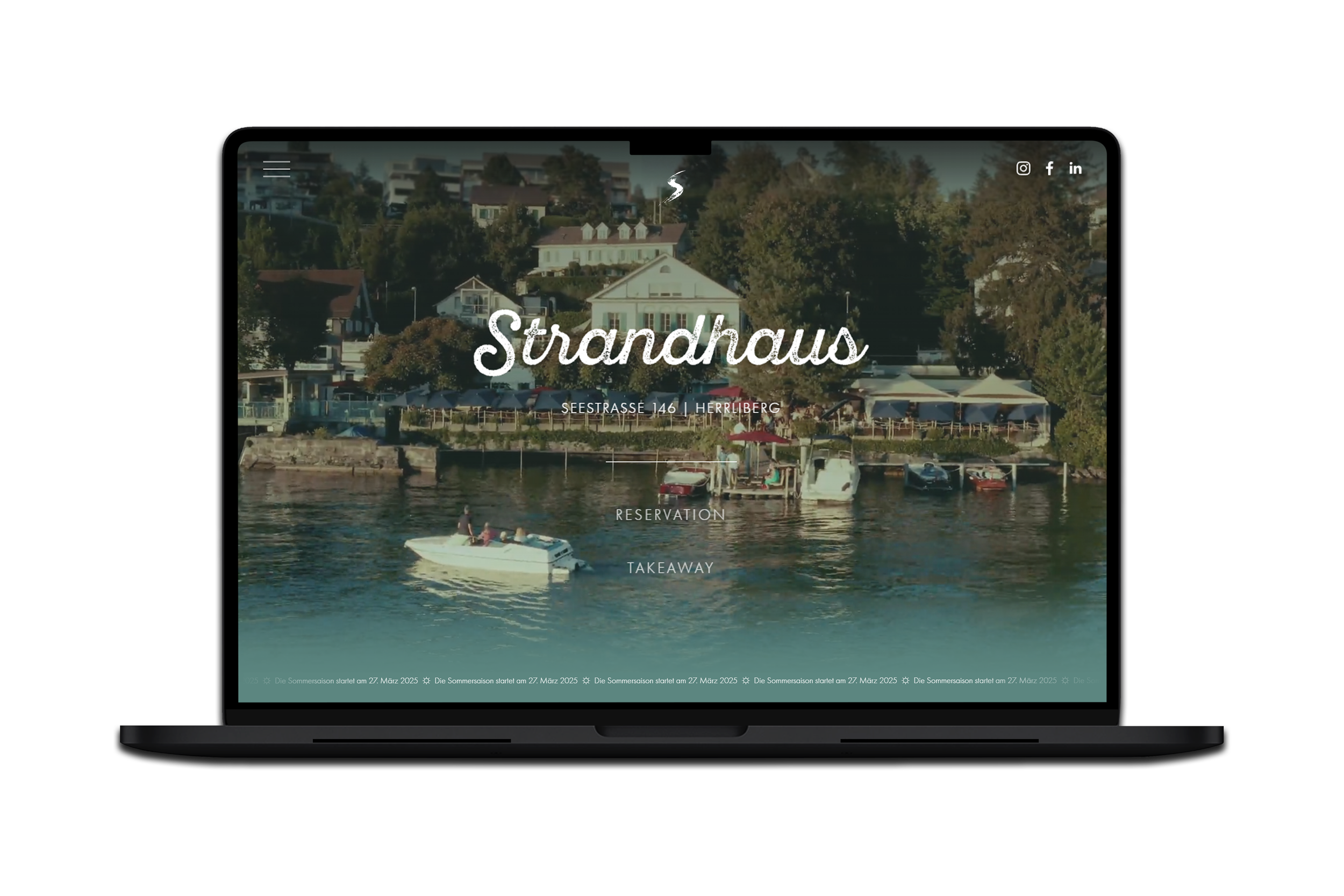 Neue Website für Strozzi’s Strandhaus direkt am Zürichsee.