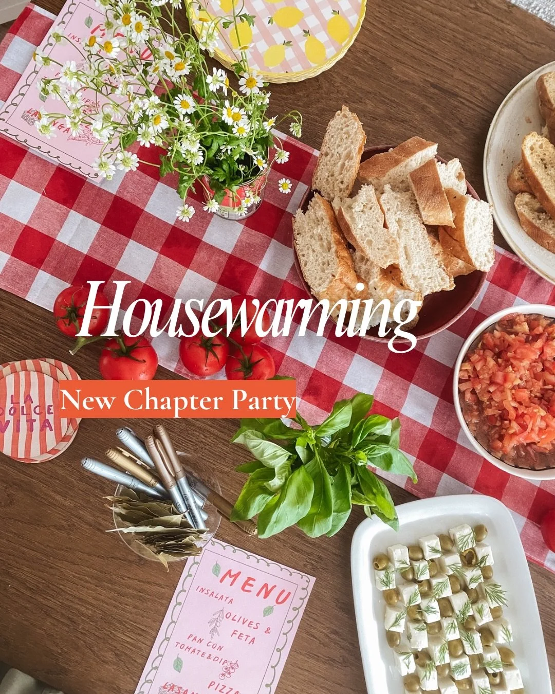 HOUSEWARMING - Food &amp; Deco: Italiaans 🇮🇹
+ Laurierblaadjes om een wens voor ons op te schrijven en deze te verbranden. 🍃🔥
+ Sterretjes om niet alleen ons nieuwe hoofdstuk te vieren, maar voor iedereen een beetje extra spark in t leven ✨ 🎇 

