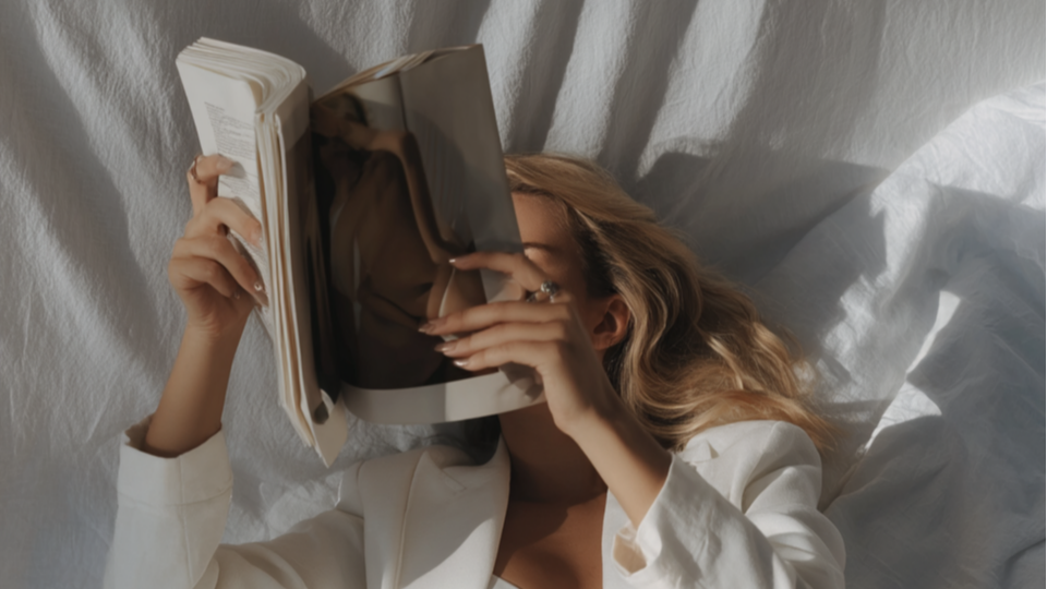 business woman reading a magazine