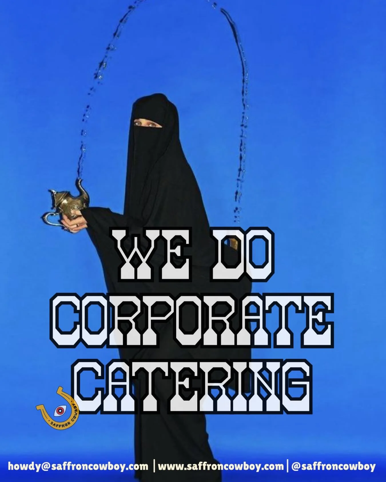 Just shut up and book us! 

Your corporate event is missing a secret ingredient, us! Tell your office manager or event coordinator to book us. We do Catering for coffee, tea, and Middle Eastern pastries.

DM or email us at howdy@saffroncowboy.com