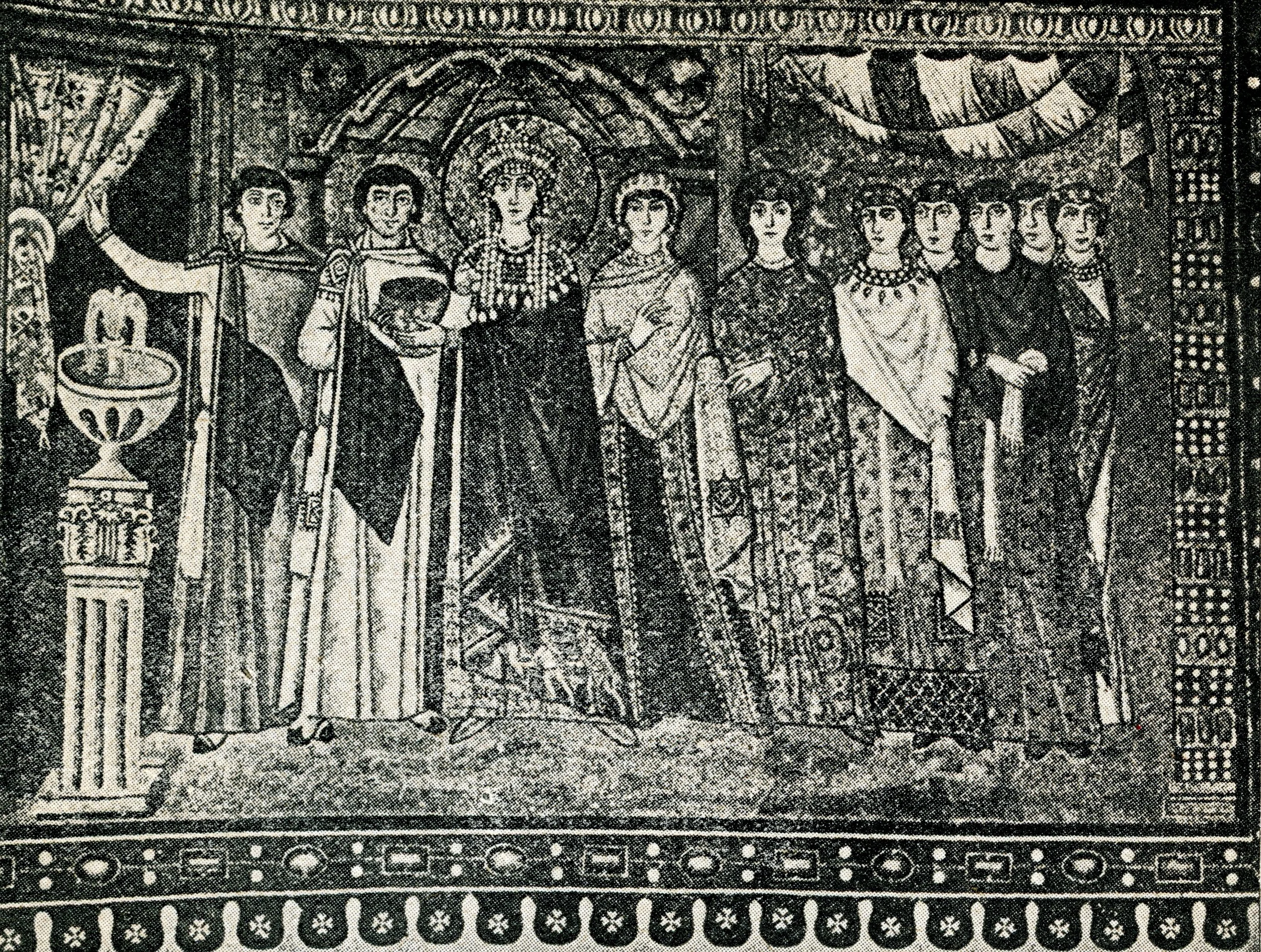 Historic Byzantine mosaic of Empress Theodora representing feminine wisdom, sovereignty, and inner authority, reflecting conscious leadership and an empowered relationship with wealth.
