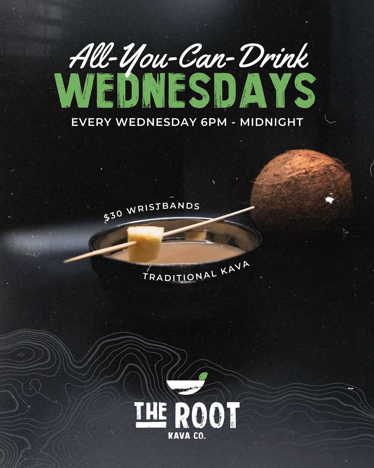 Reminder: ALL-YOU-CAN-DRINK is TONIGHT and every Wednesday! Grab your friends and come through! 6 PM - midnight, $30 wristbands, traditional kava all night long!
.
.
.
#boulder #bouldercolorado #therootkavaco #kavabar #kava #bula #bouldernightlife