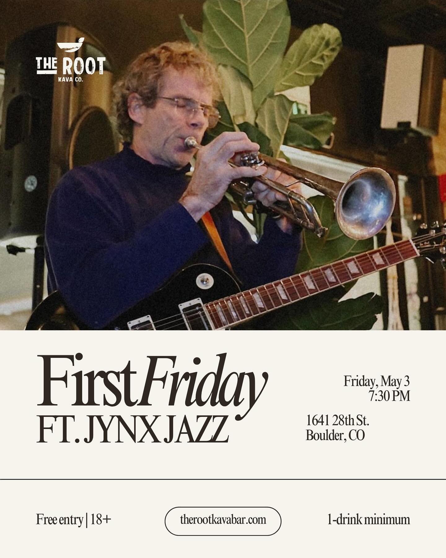TOMORROW! Come through to enjoy a live performance by @jynx_jazz for First Friday! Be there or be 🟩
.
.
.
#therootkavaco #kavabar #livejazz #firstfriday #bula #bouldermusic #bouldercolorado #bouldernightlife