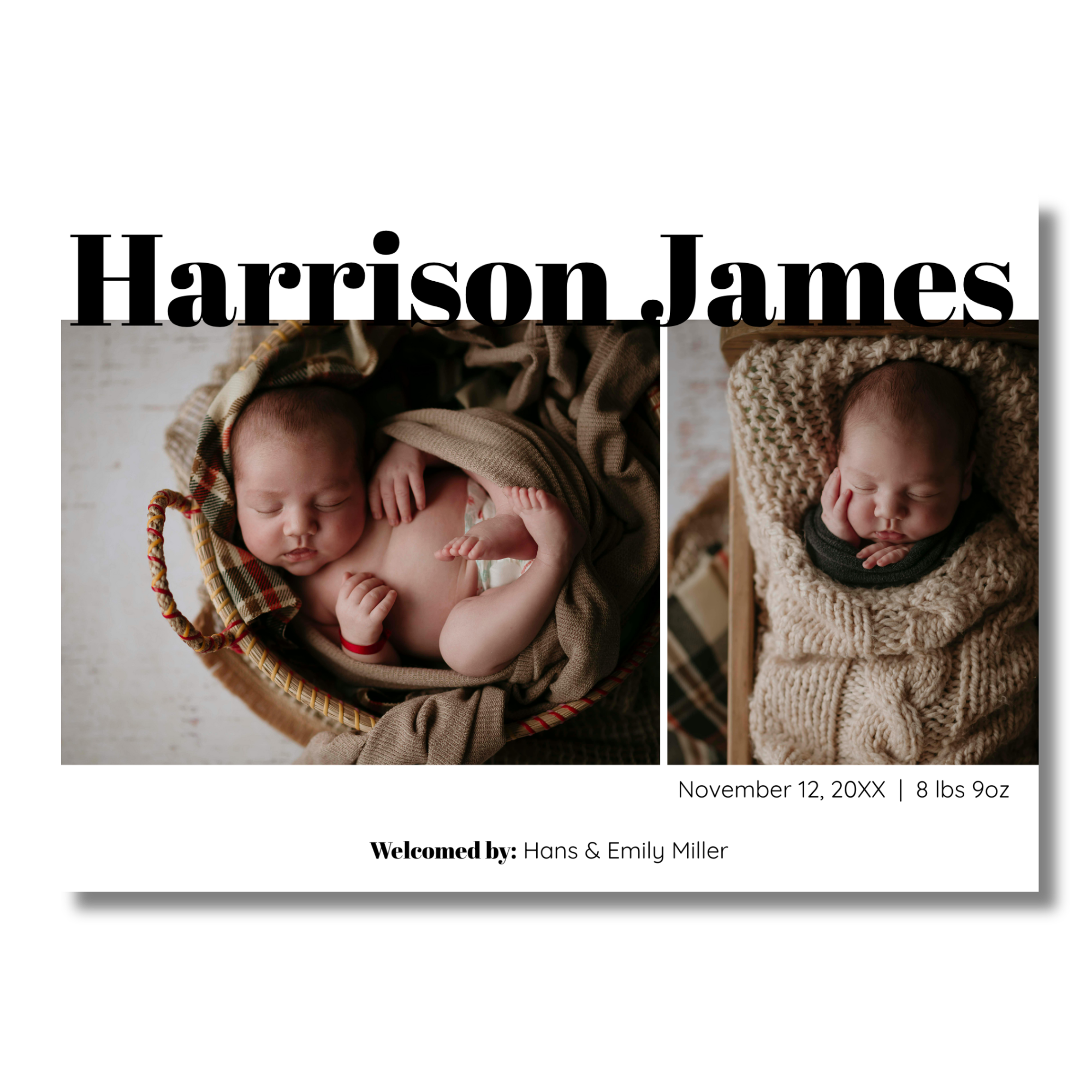 Bold Collage Birth Announcement