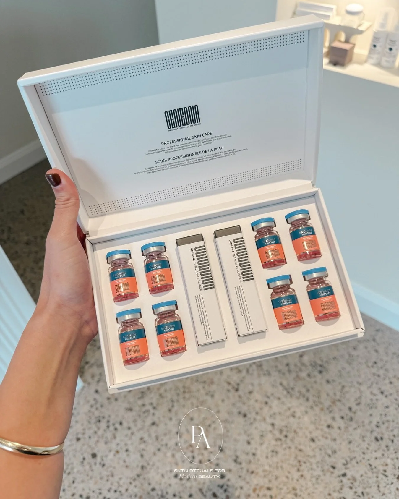 Meet Exomide: Next-gen skin rejuvenation. 
Harnessing the power of exosomes, peptides and growth factors, Exomide supports cell communication and renewal from within - helping to improve tone, texture and overall skin vitality.
This advanced treatm