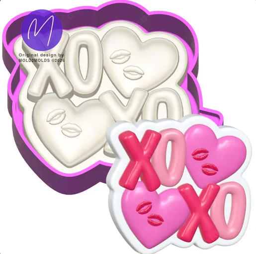 3D XoXo Hearts