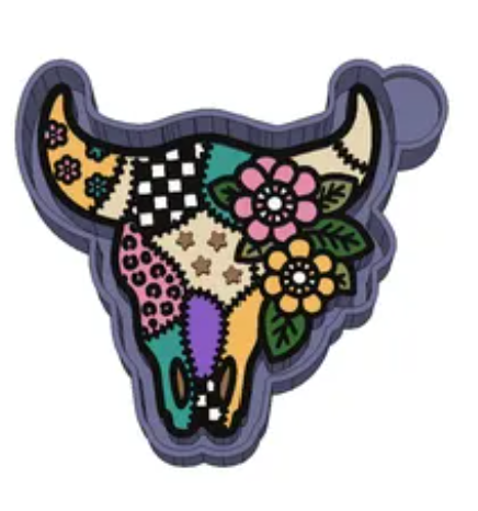 Patchwork Bull Skull