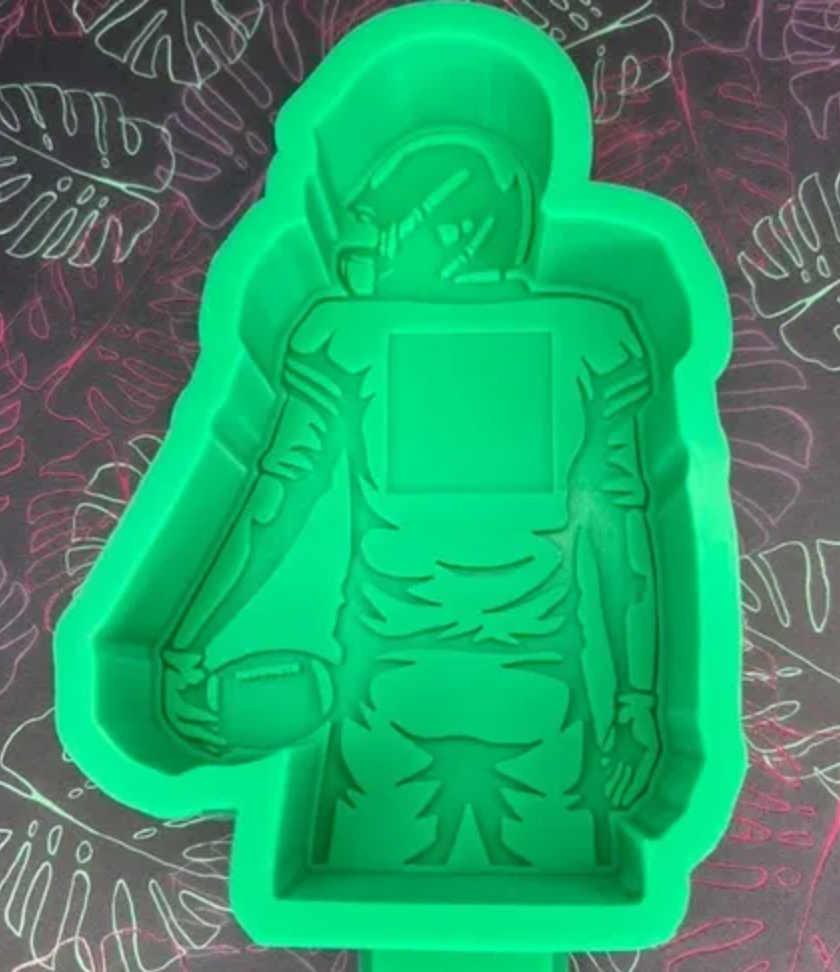 Football player with square cut out