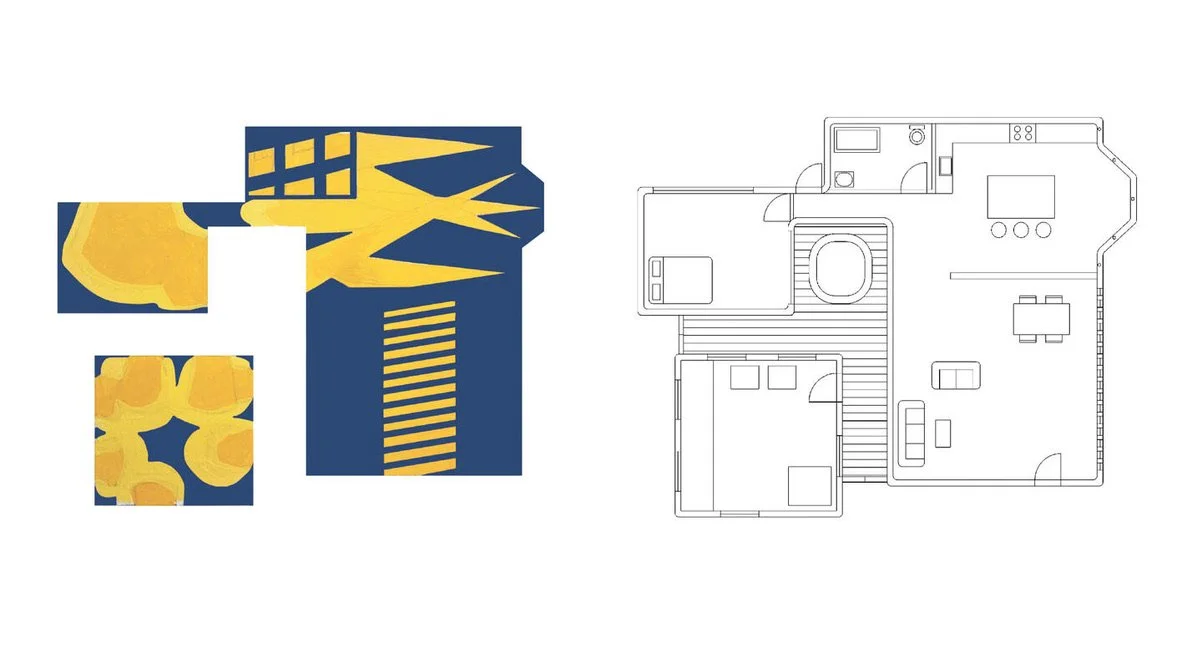 This concept drawing of lighting and formal floor plan were created for a foundational architecture class at Brown University in 2022. 