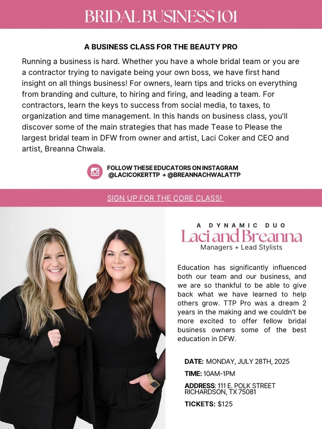 The duo you didn&rsquo;t know your business needed 🖤

From hiring and branding to boundaries and beyond, this Business Class is filled with the real-life strategies that helped us grow @teasetopleashairandmakeup into what it is today! 

If you&rsquo