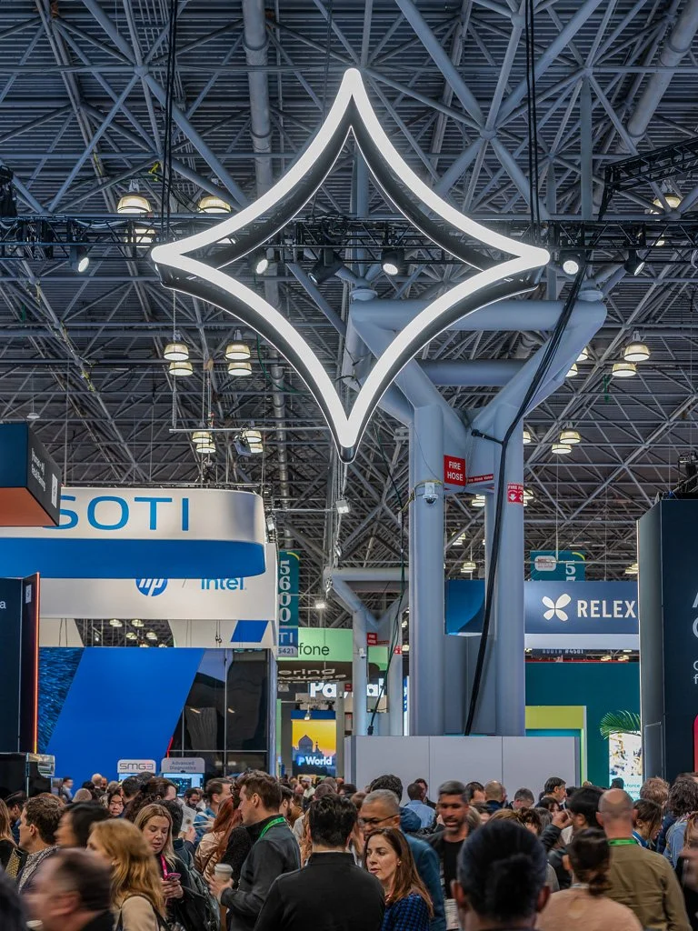 Ten foot tall dimensional LED-lit Gemini logo