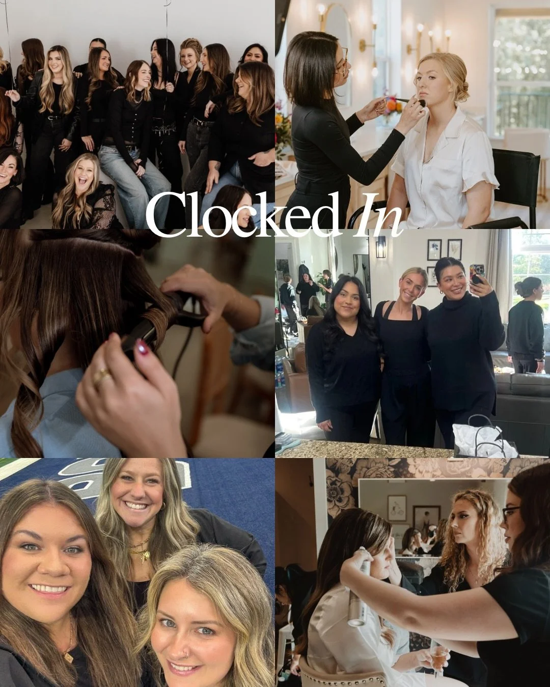 Clocked in with the black dress code and all things hair &amp; makeup. Clocked out with clothes a little more colorful and the best memories!! 🩷

#clockedinvsclockedout bridal hair and makeup team. #bridalhairstylist #dfwmakeupartist bridal makeup. 