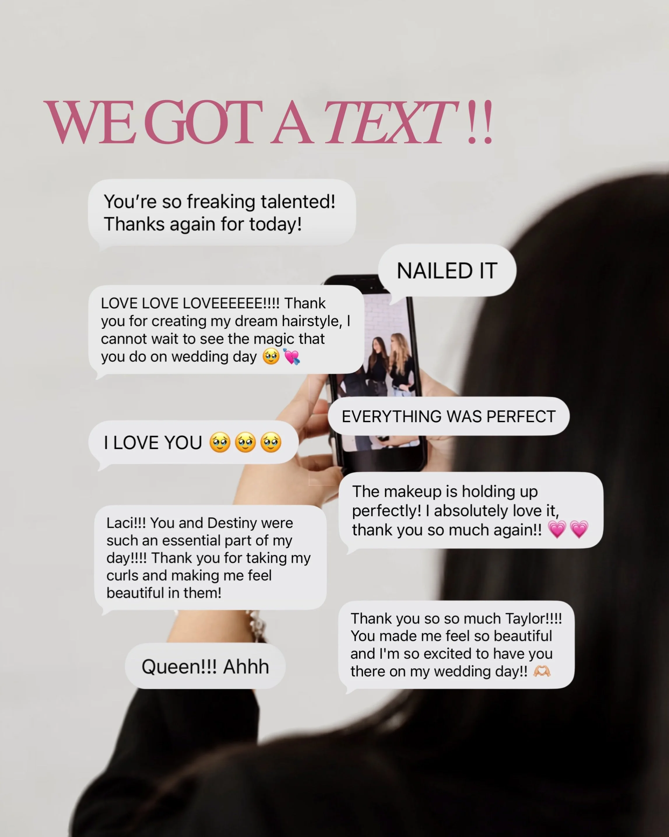 WE GOT A TEXT! 📲🩷

Nothing compares to the serotonin boost of a post-glam text! Knowing our brides walked away feeling beautiful &amp; confident for one of the biggest days of their lives is exactly why we do what we do.

Thank you for trusting TTP