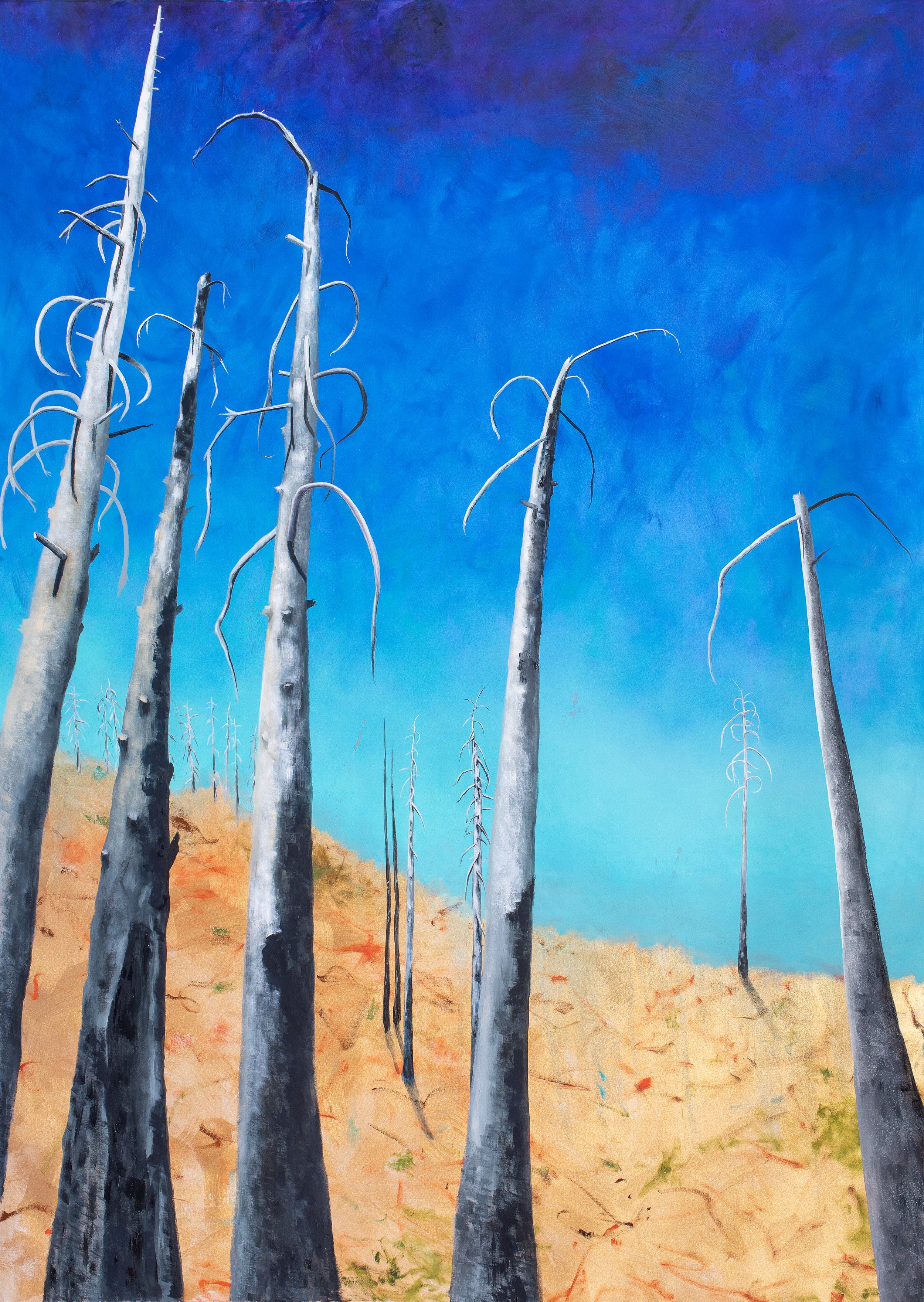 "Paradise (California) Lost", oil on canvas, 84" x 60" 2019 I began doing some very large paintings about wildfire which came out of both the fire in Paradise California and the Eagle Creek fire in the Columbia River Gorge.