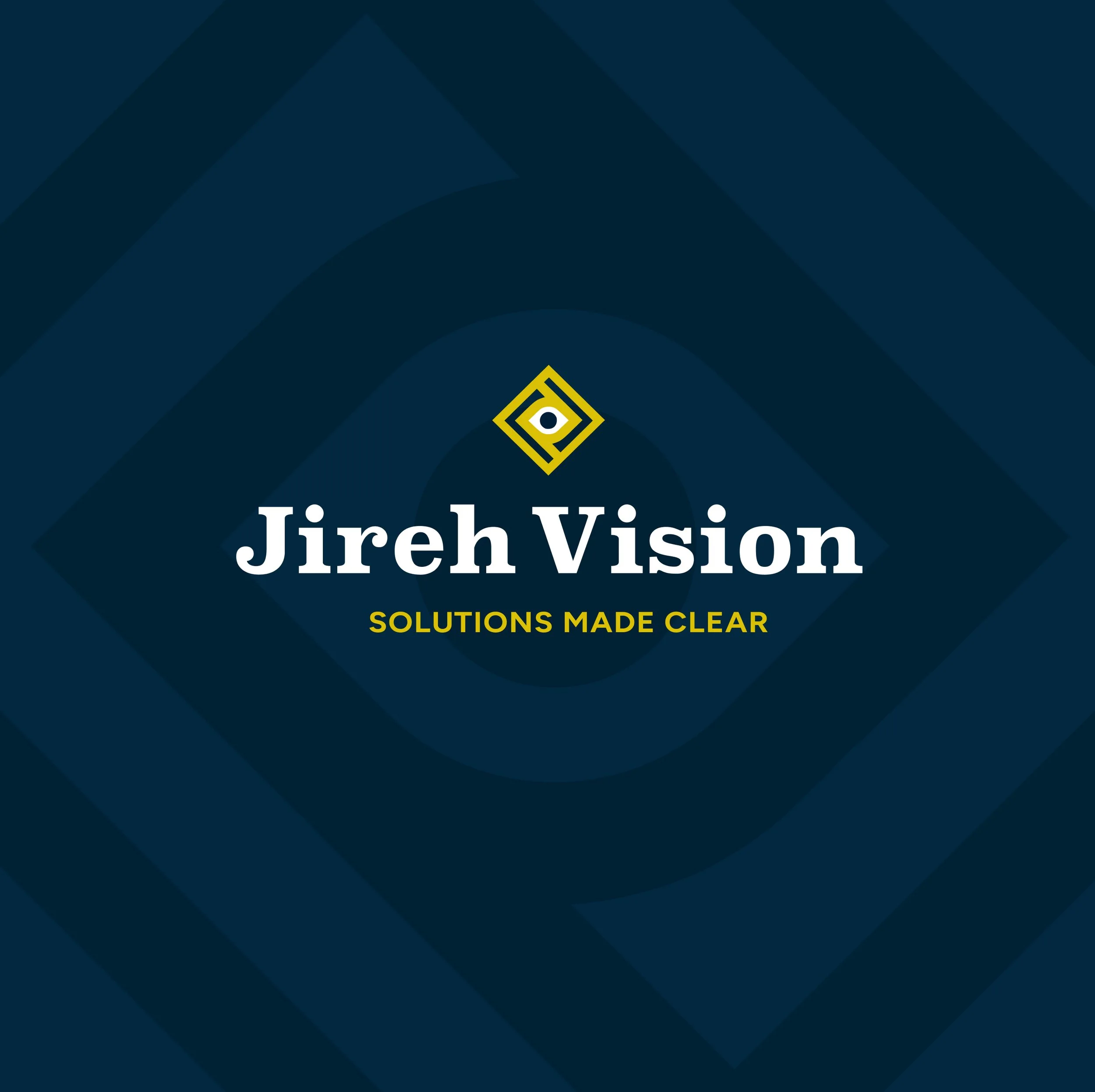 Jireh Vision logo and brand identity — modern blue geometric design representing clarity, faith, and professional trust.