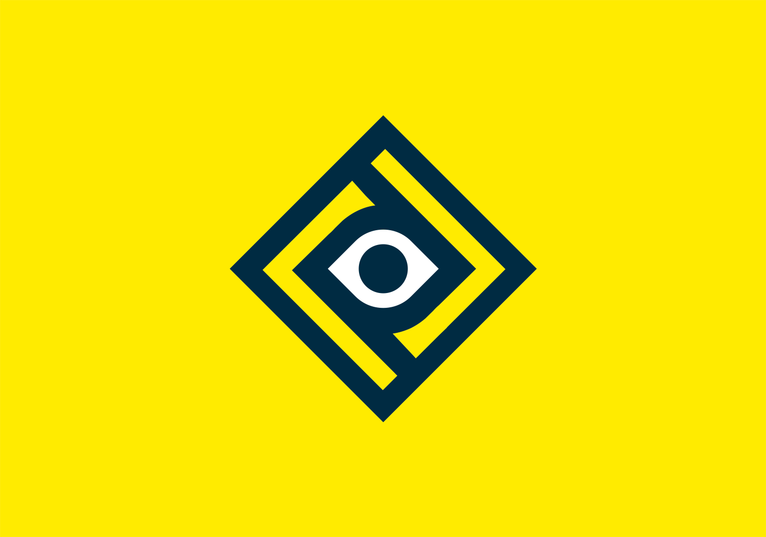 A logo with geometric shapes in blue, white, and yellow background.