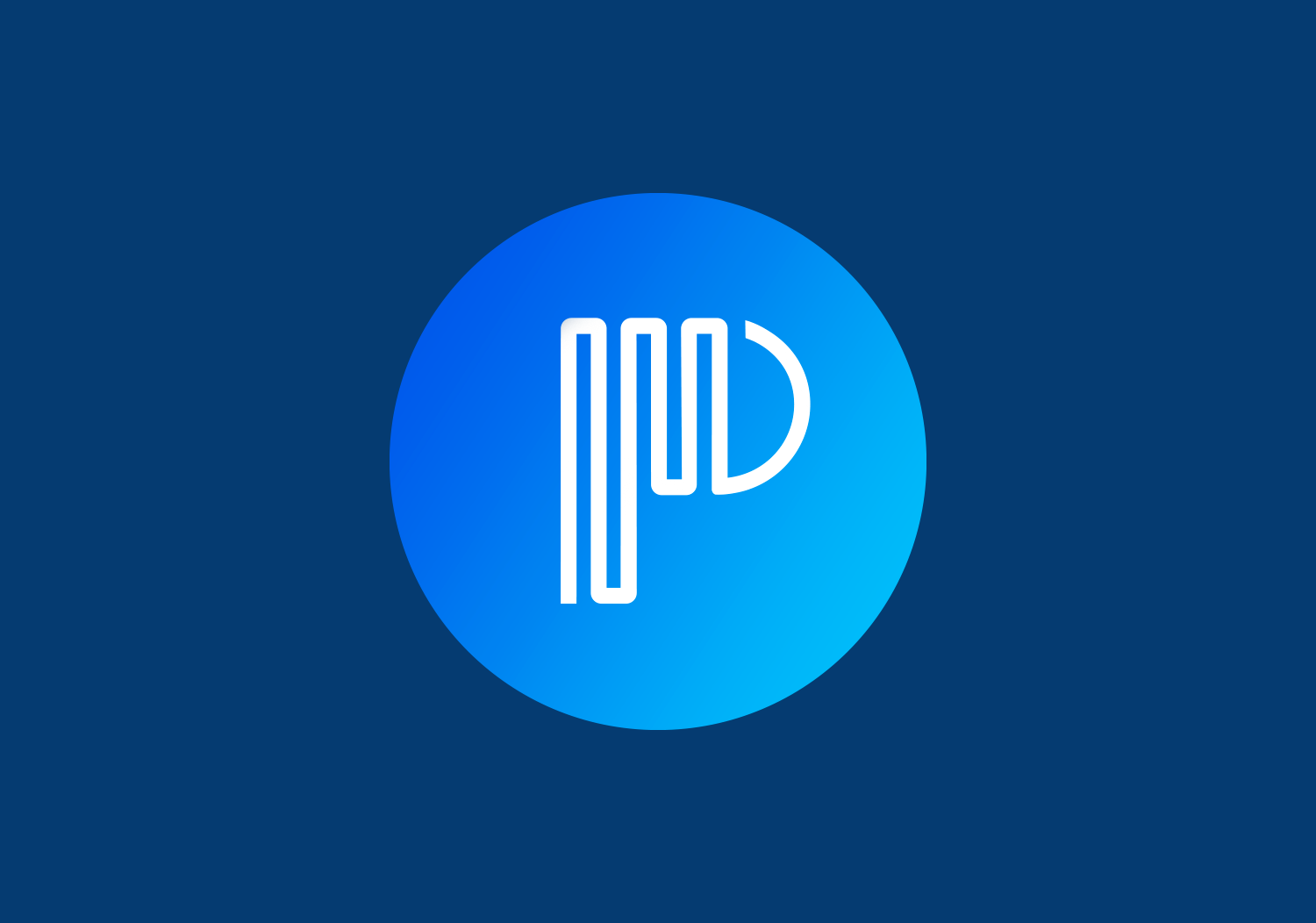 Blue circular logo with white stylized text 'IPD' inside on a dark blue background.