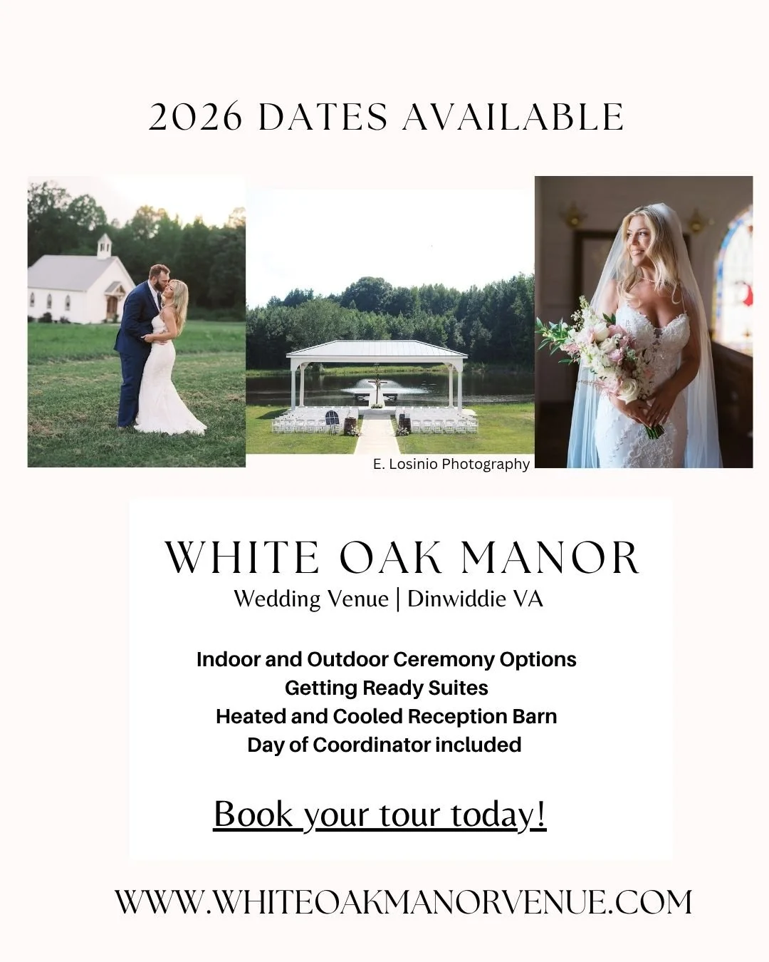 If you're dreaming of a 2026 wedding, good news&mdash;we still have availability! 

There are only a few 2026 dates left so now is the perfect time to come take a tour, explore all the ceremony options, check out our gorgeous reception barn and lock 